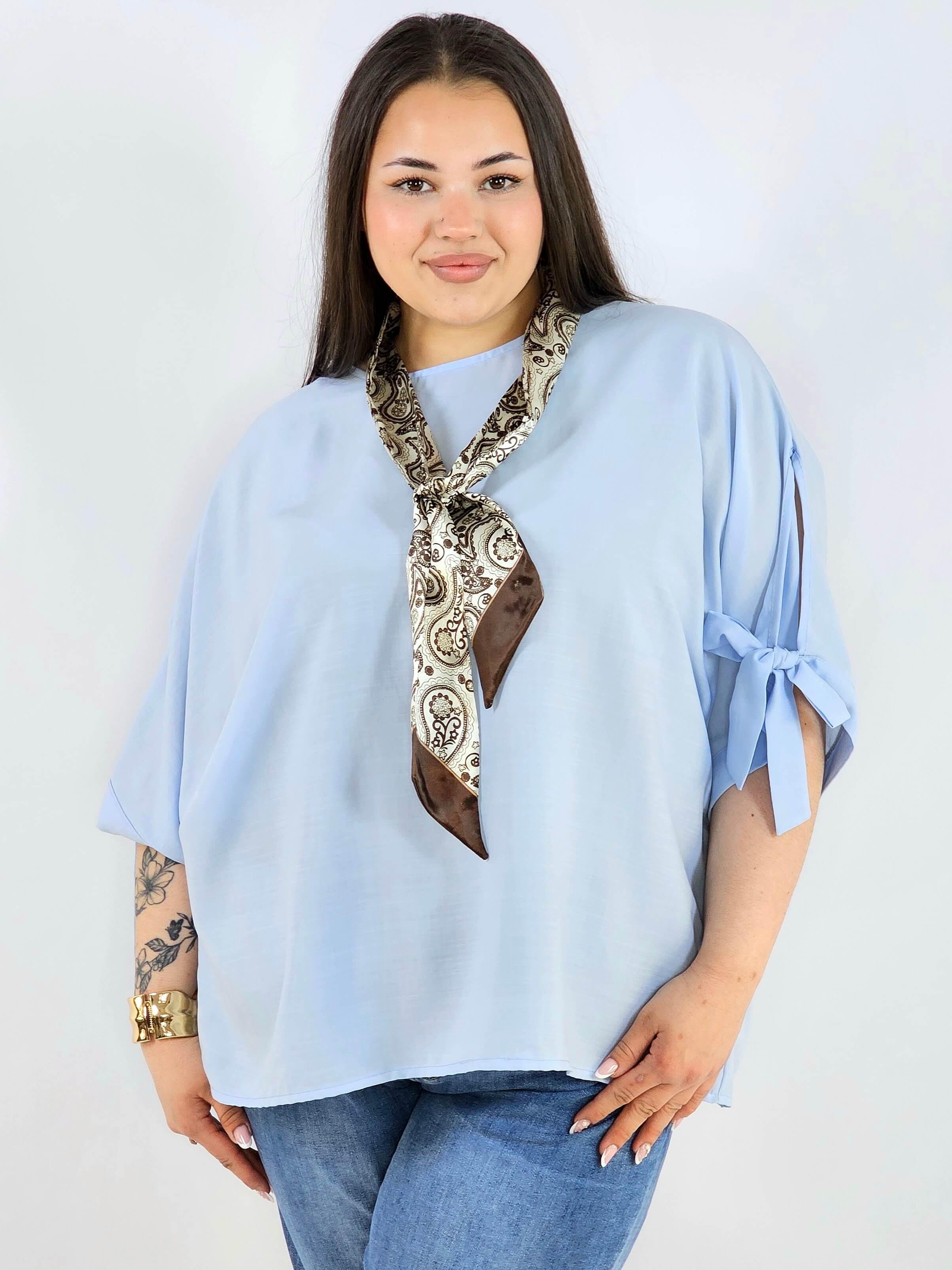 Bluzka plus size oversize z wiązanymi rękawami lekka i stylowa XXL Stylowa XL
