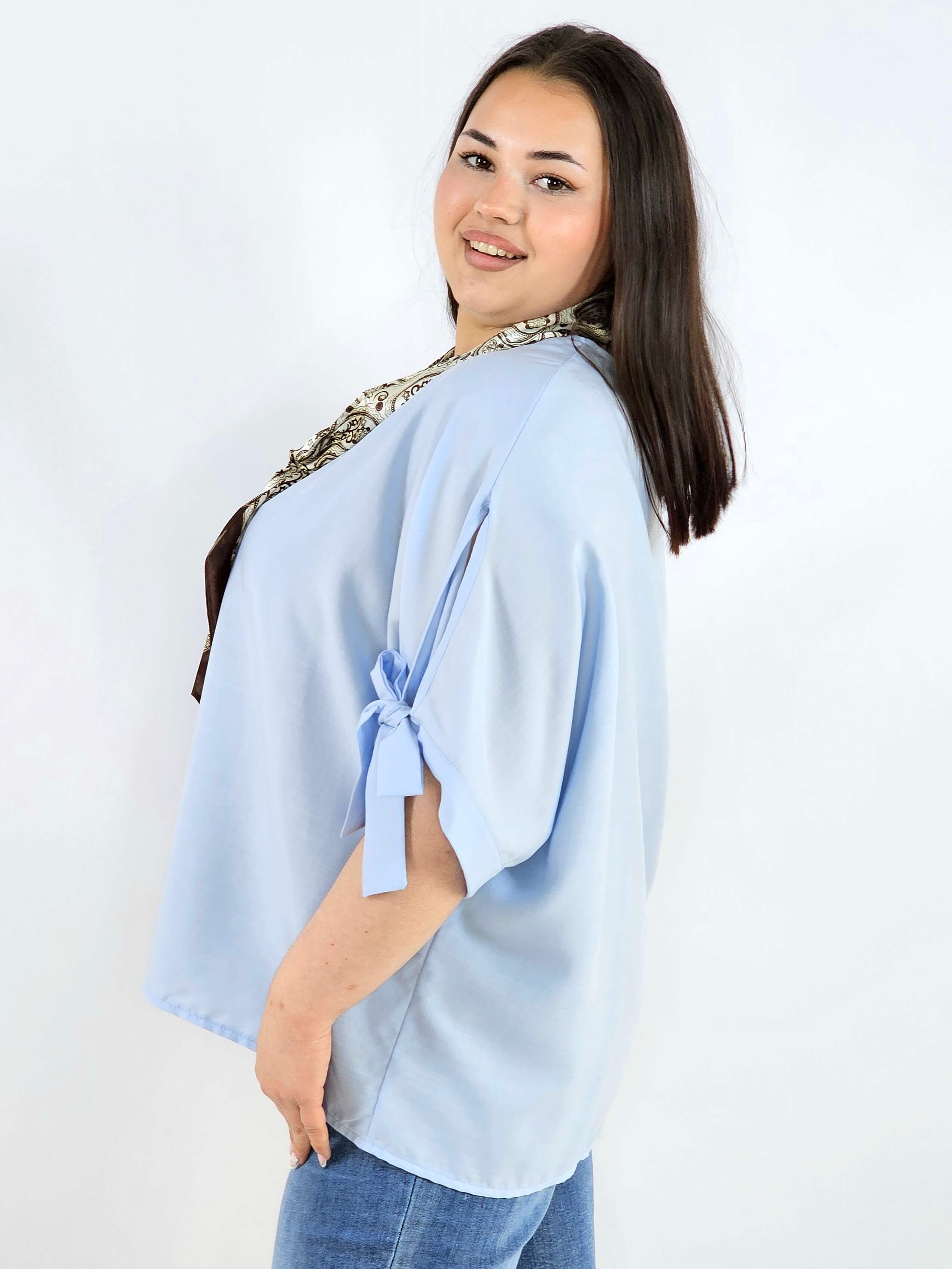 Bluzka plus size oversize z wiązanymi rękawami lekka i stylowa XXL Stylowa XL