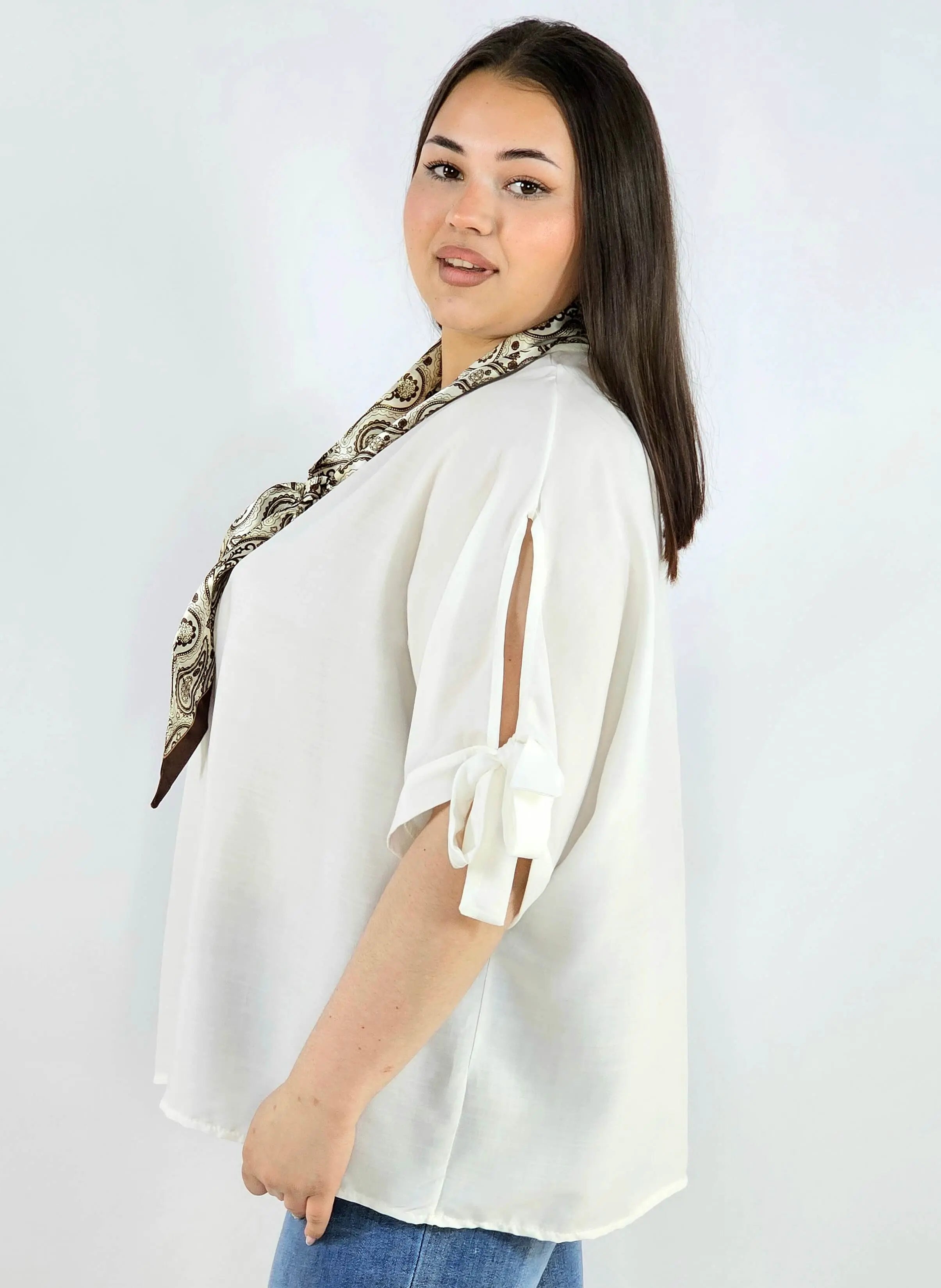 Bluzka plus size oversize z wiązanymi rękawami lekka i stylowa XXL Stylowa XL