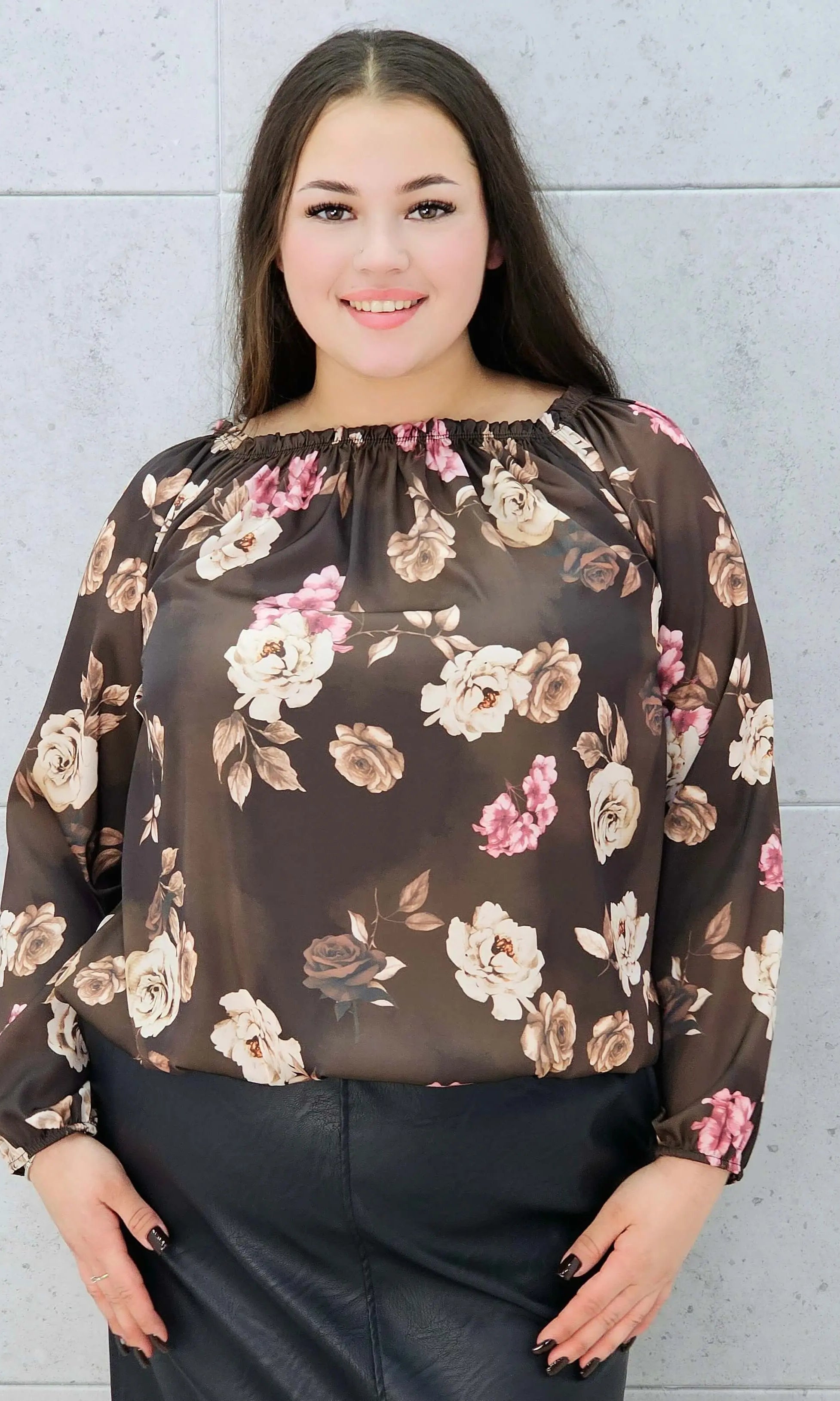 Bluzka plus size w kwiaty-hiszpanka Stylowa XL