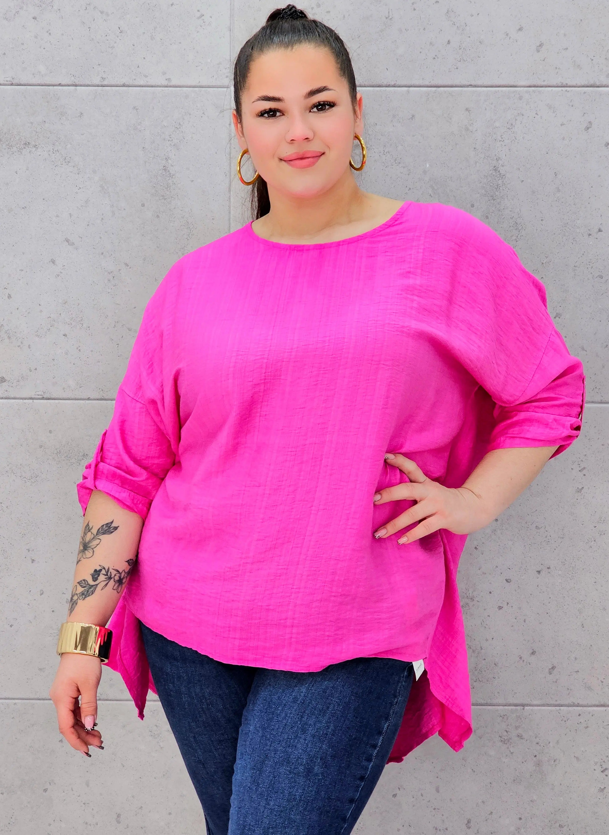 Bluzka plus size z asymetrycznym dołem – lekka i stylowa tunika XXL Stylowa XL
