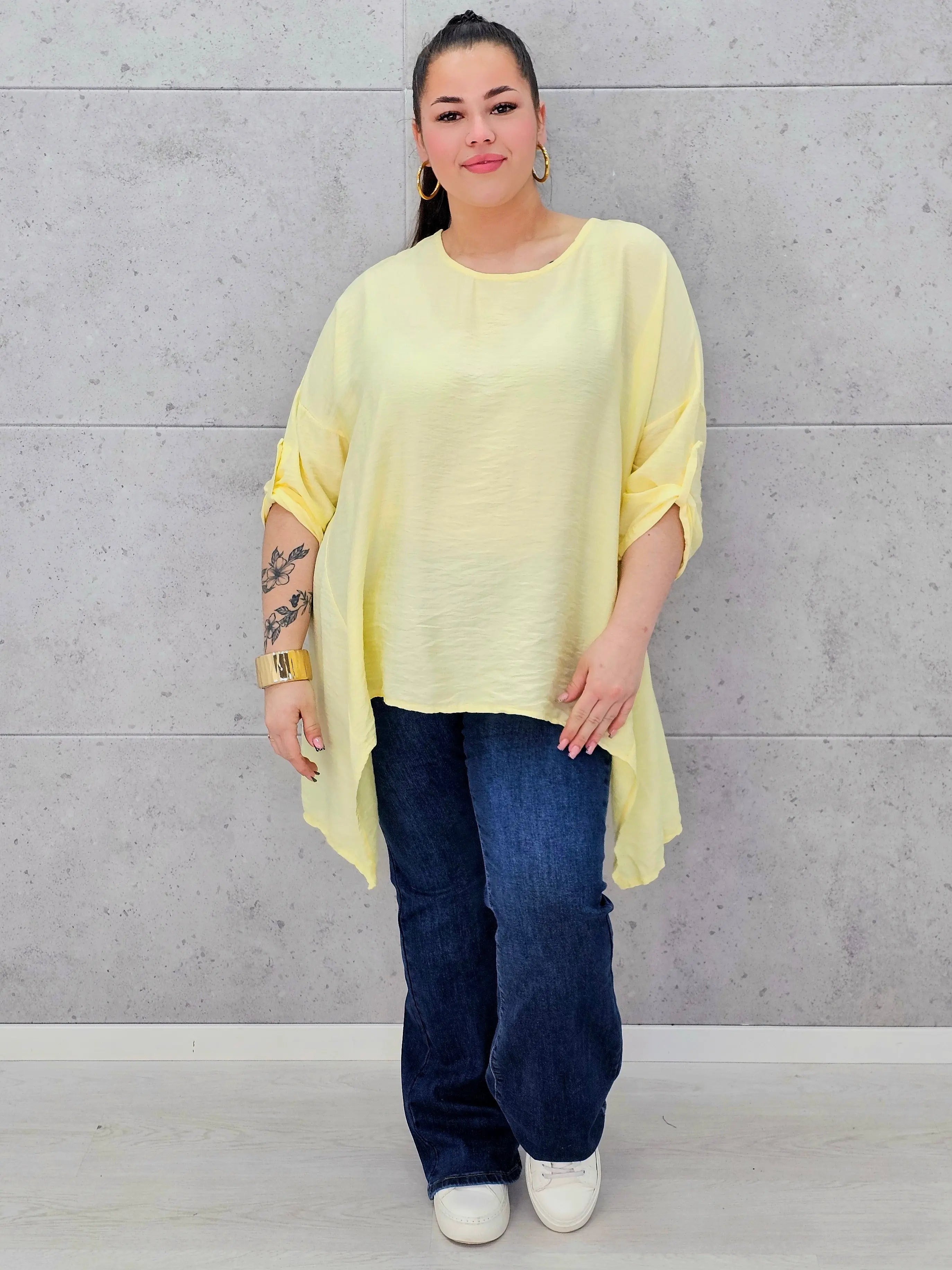 Bluzka plus size z asymetrycznym dołem – lekka i stylowa tunika XXL Stylowa XL