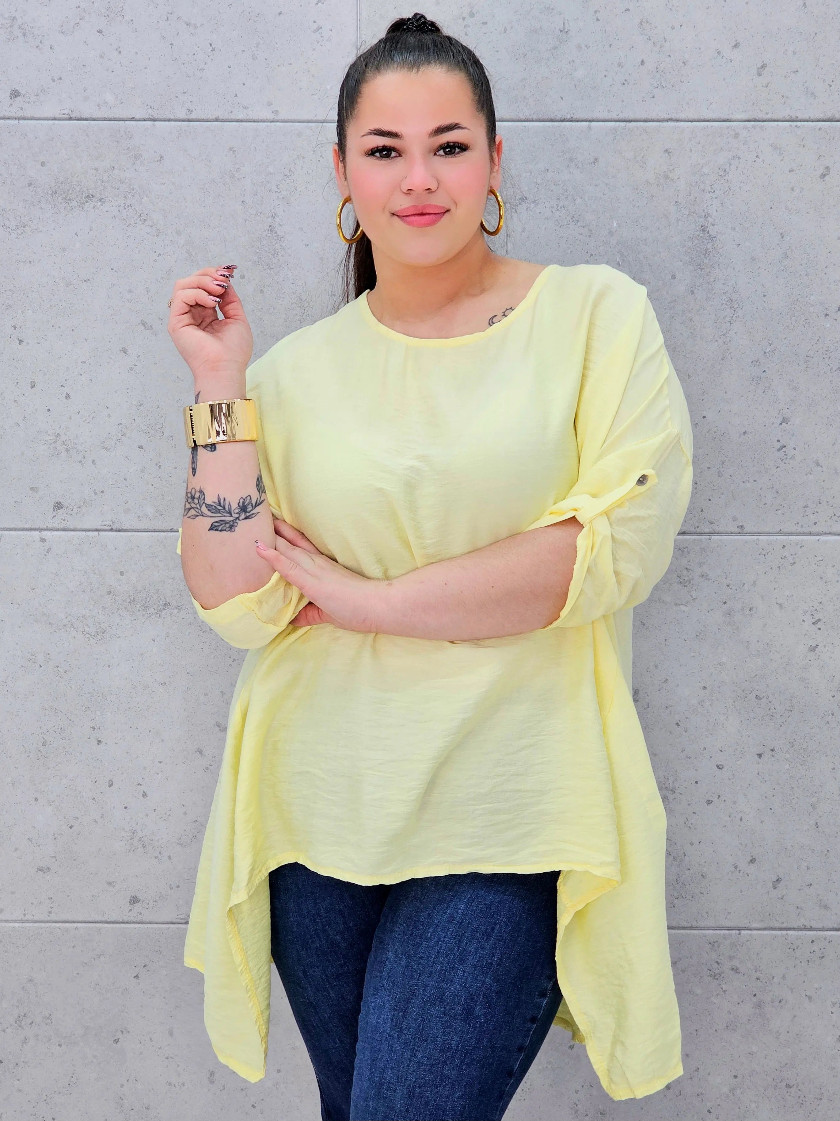 Bluzka plus size z asymetrycznym dołem – lekka i stylowa tunika XXL Stylowa XL