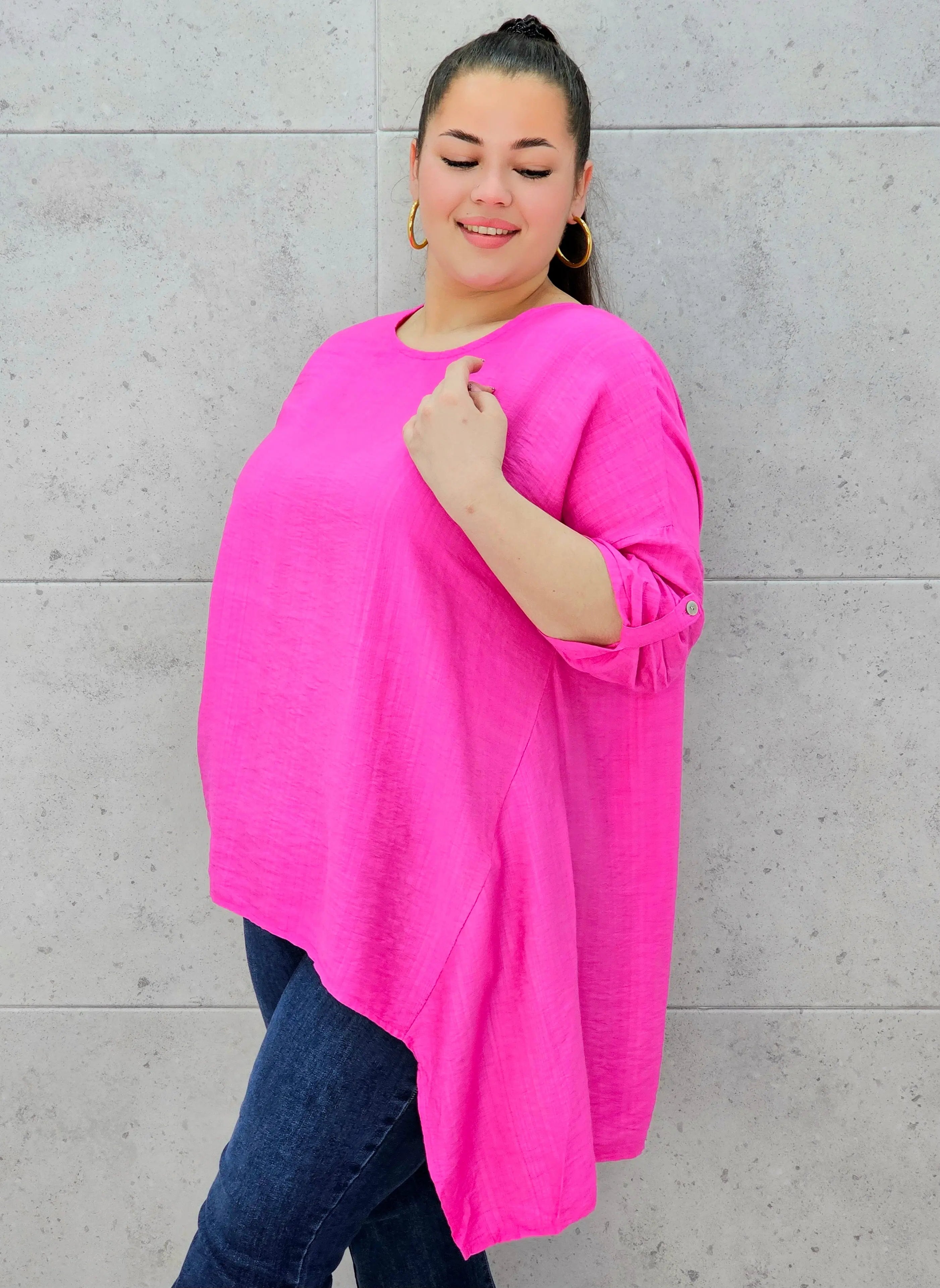 Bluzka plus size z asymetrycznym dołem – lekka i stylowa tunika XXL Stylowa XL