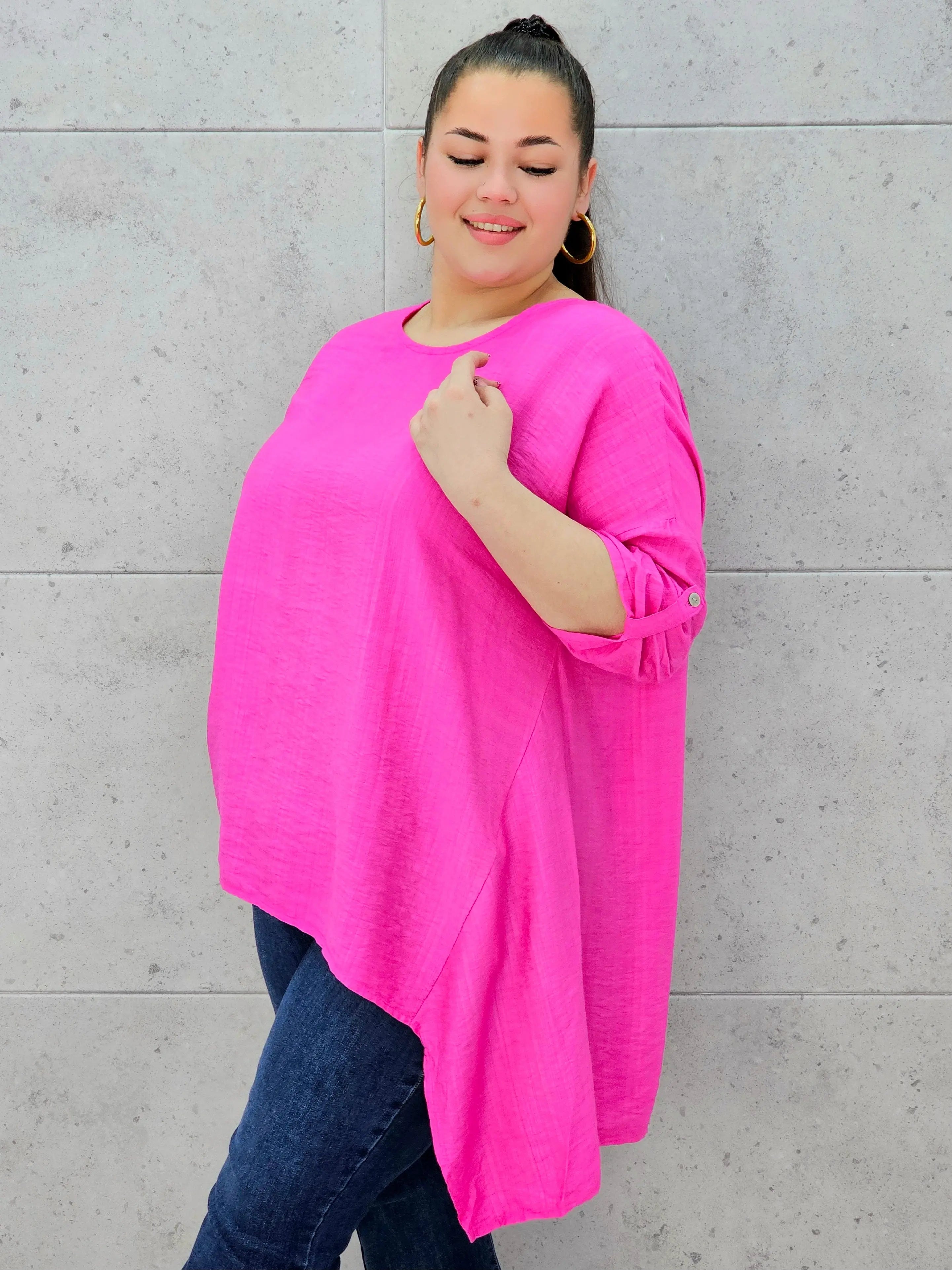 Bluzka plus size z asymetrycznym dołem – lekka i stylowa tunika XXL Stylowa XL