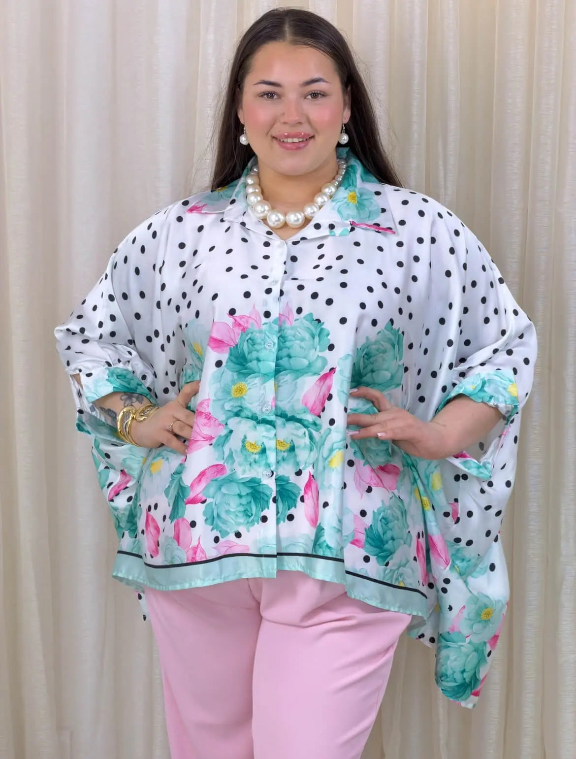 Bluzka plus size z dekoltem V i kwiatowym printem Stylowa XL