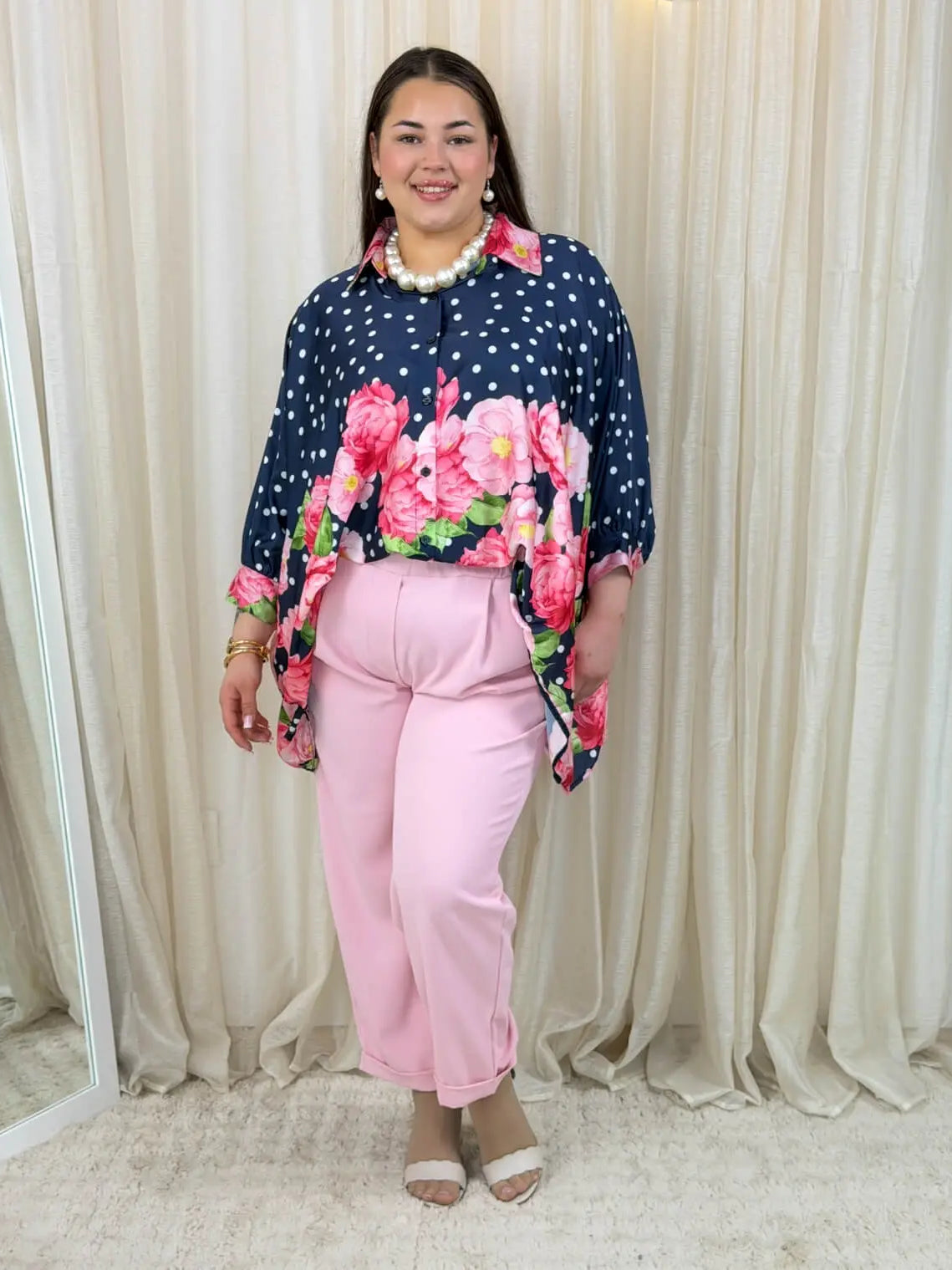 Bluzka plus size z dekoltem V i kwiatowym printem Stylowa XL