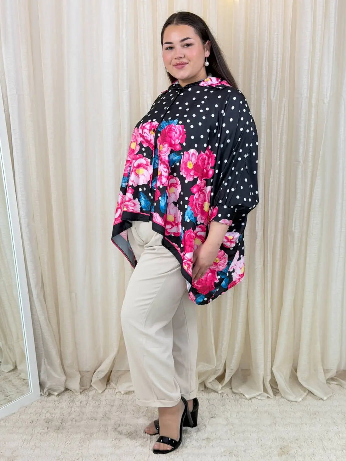Bluzka plus size z dekoltem V i kwiatowym printem Stylowa XL