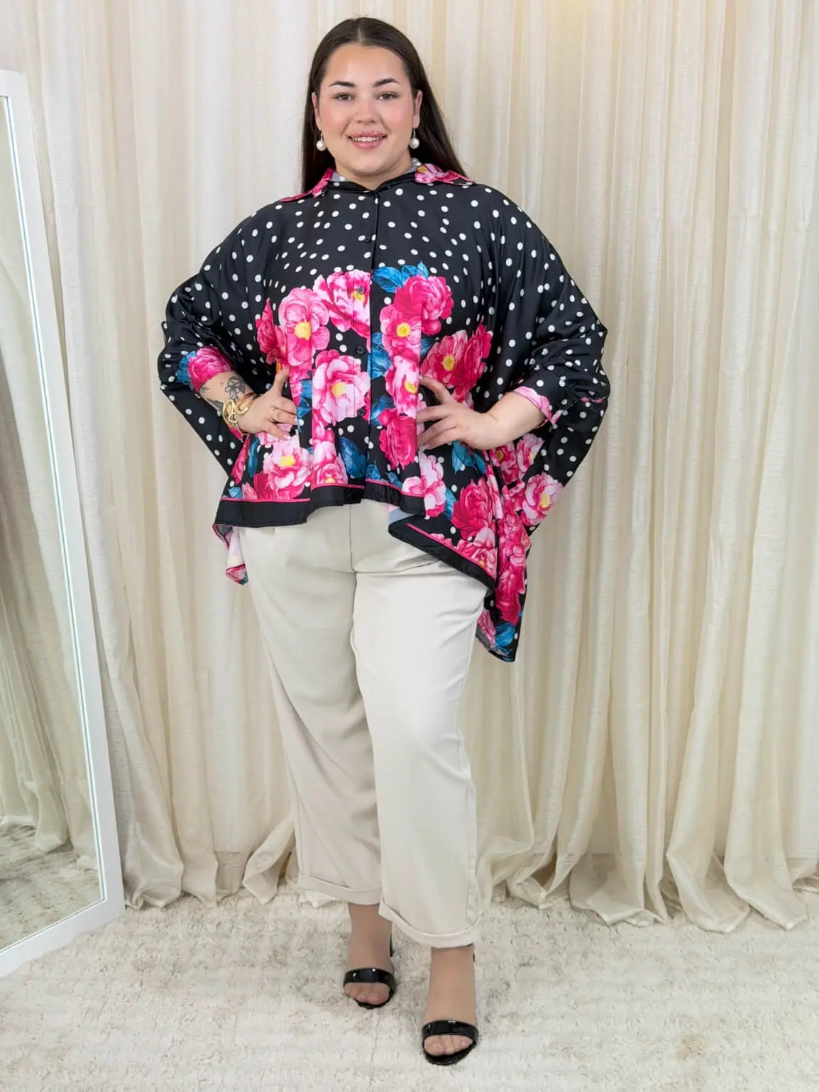 Bluzka plus size z dekoltem V i kwiatowym printem Stylowa XL