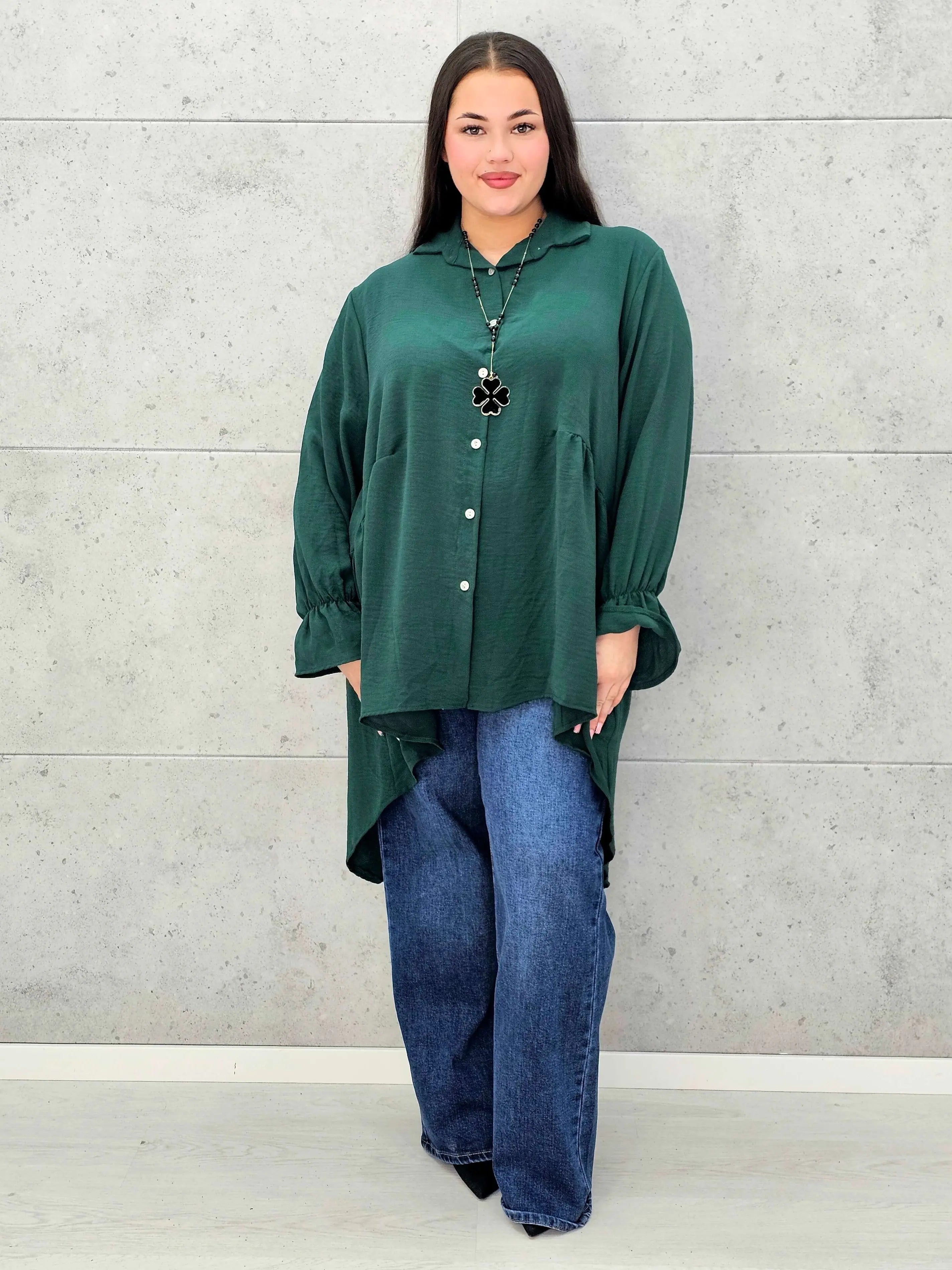 Bluzka plus size z dłuższym tyłem i eleganckim fasonem - Stylowa XL