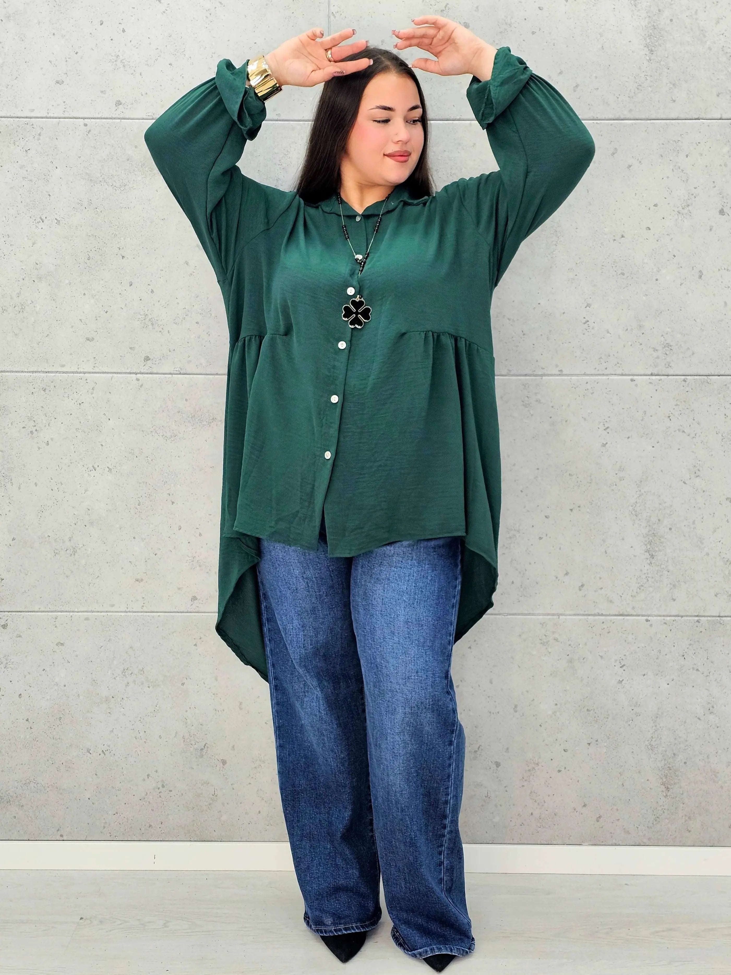 Bluzka plus size z dłuższym tyłem i eleganckim fasonem - Stylowa XL