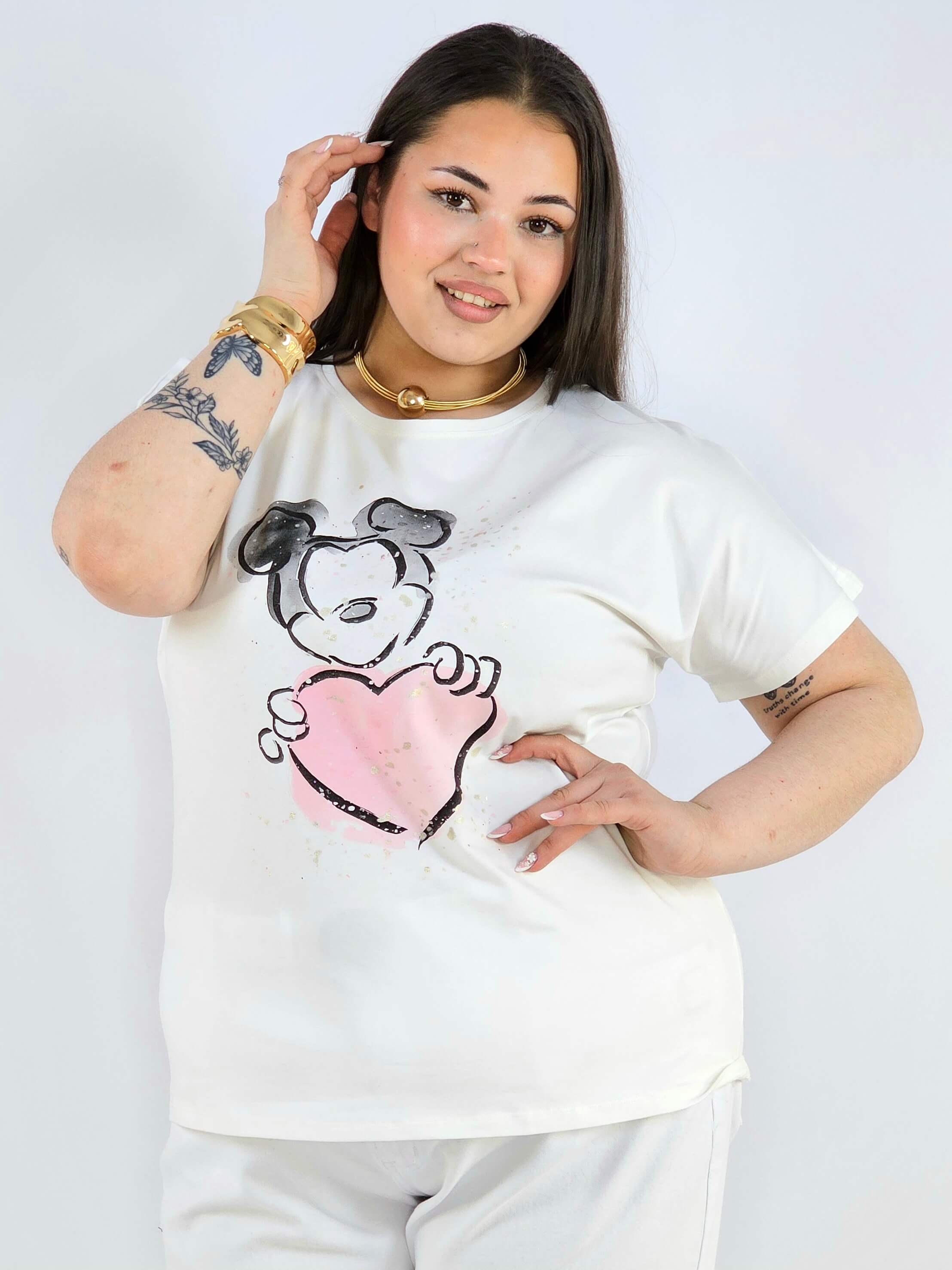 Bluzka plus size z nadrukiem Miki XXL – modna i komfortowa na co dzień Stylowa XL