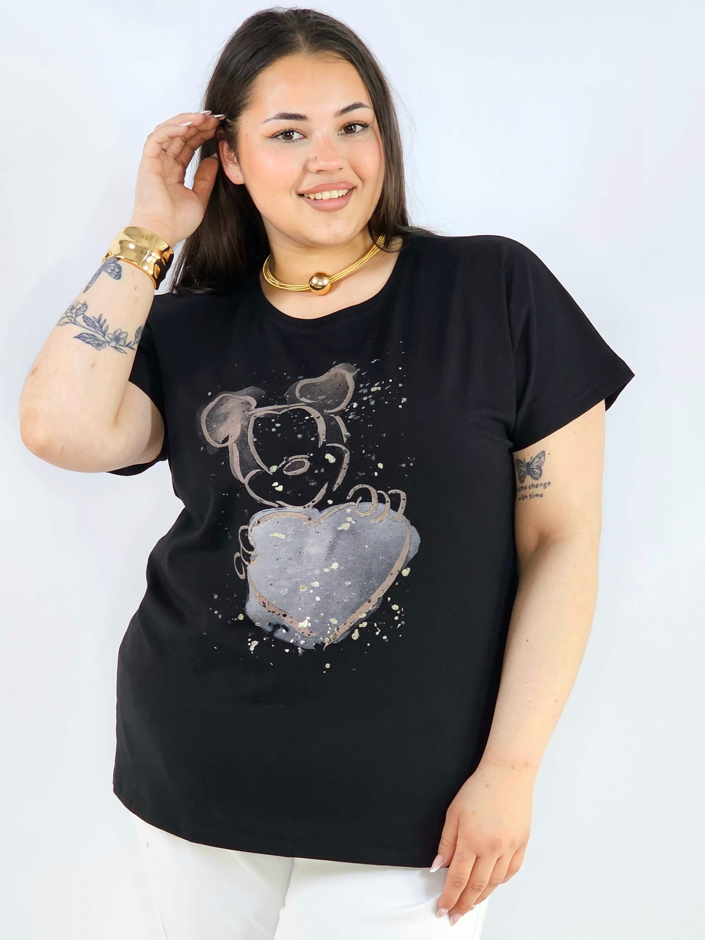 Bluzka plus size z nadrukiem Miki XXL – modna i komfortowa na co dzień Stylowa XL