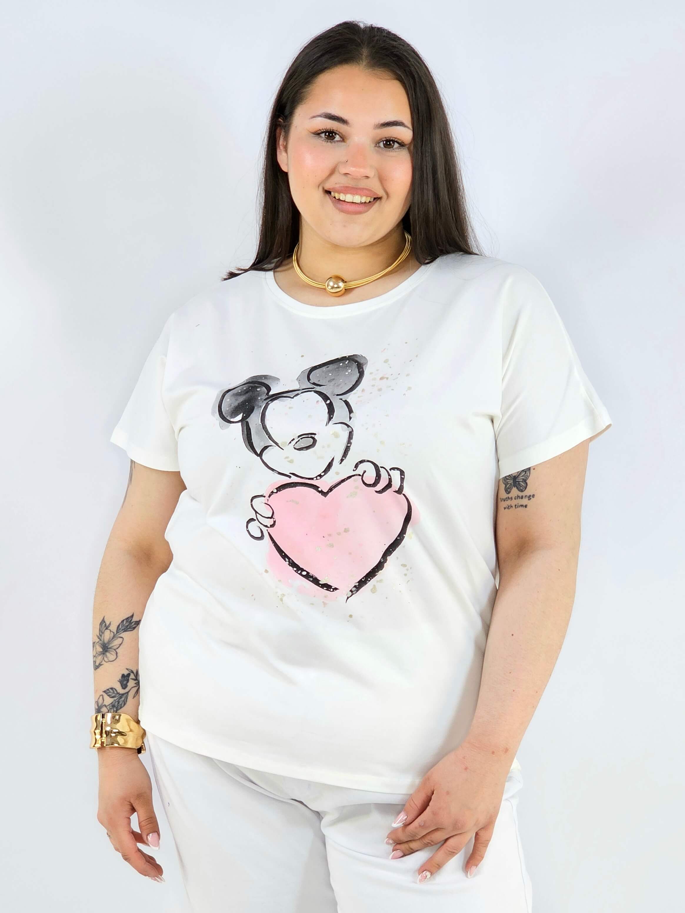 Bluzka plus size z nadrukiem Miki XXL – modna i komfortowa na co dzień Stylowa XL