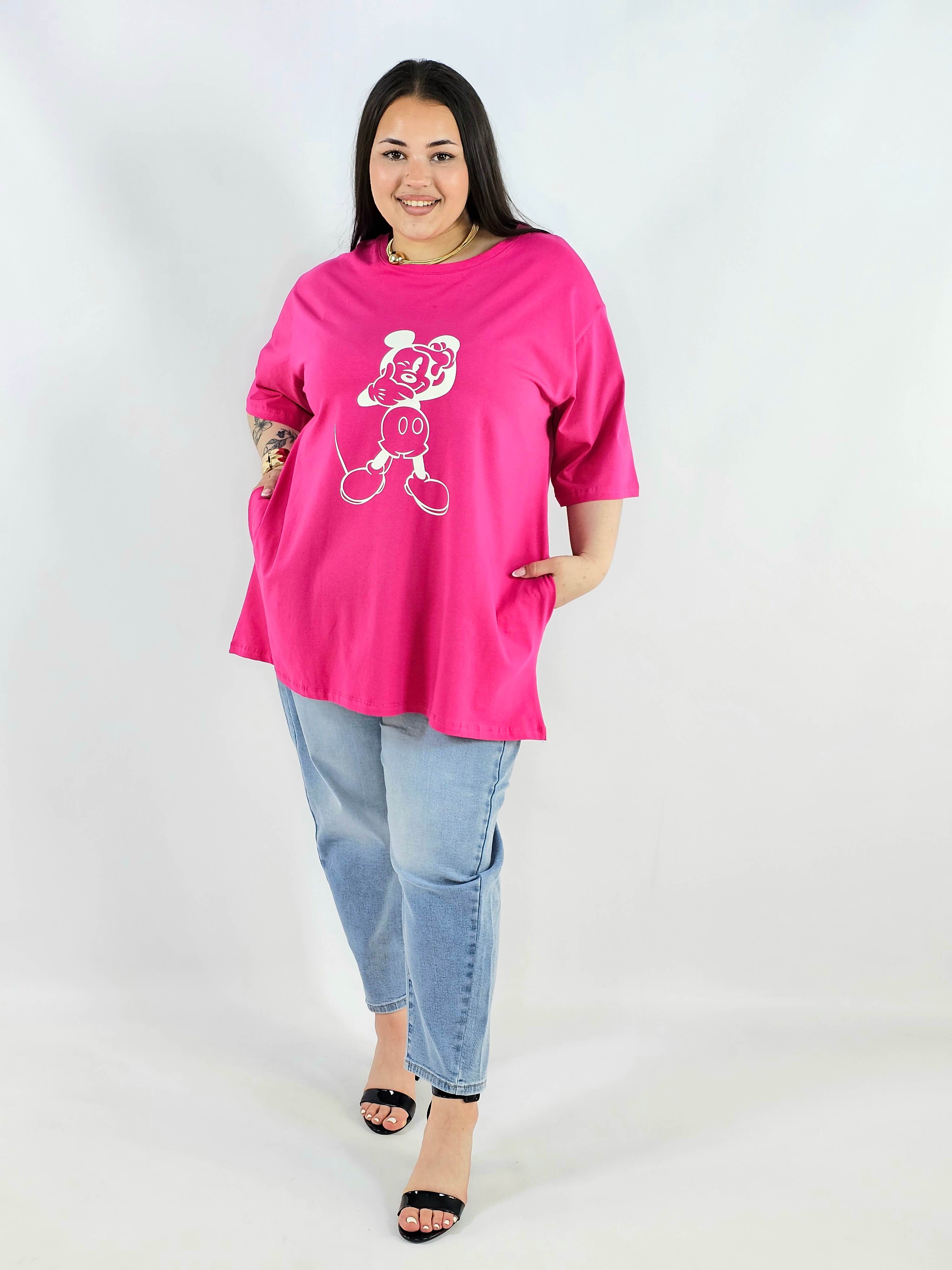 Bluzka plus size z nadrukiem Miki XXL – modny luz i wygoda Stylowa XL