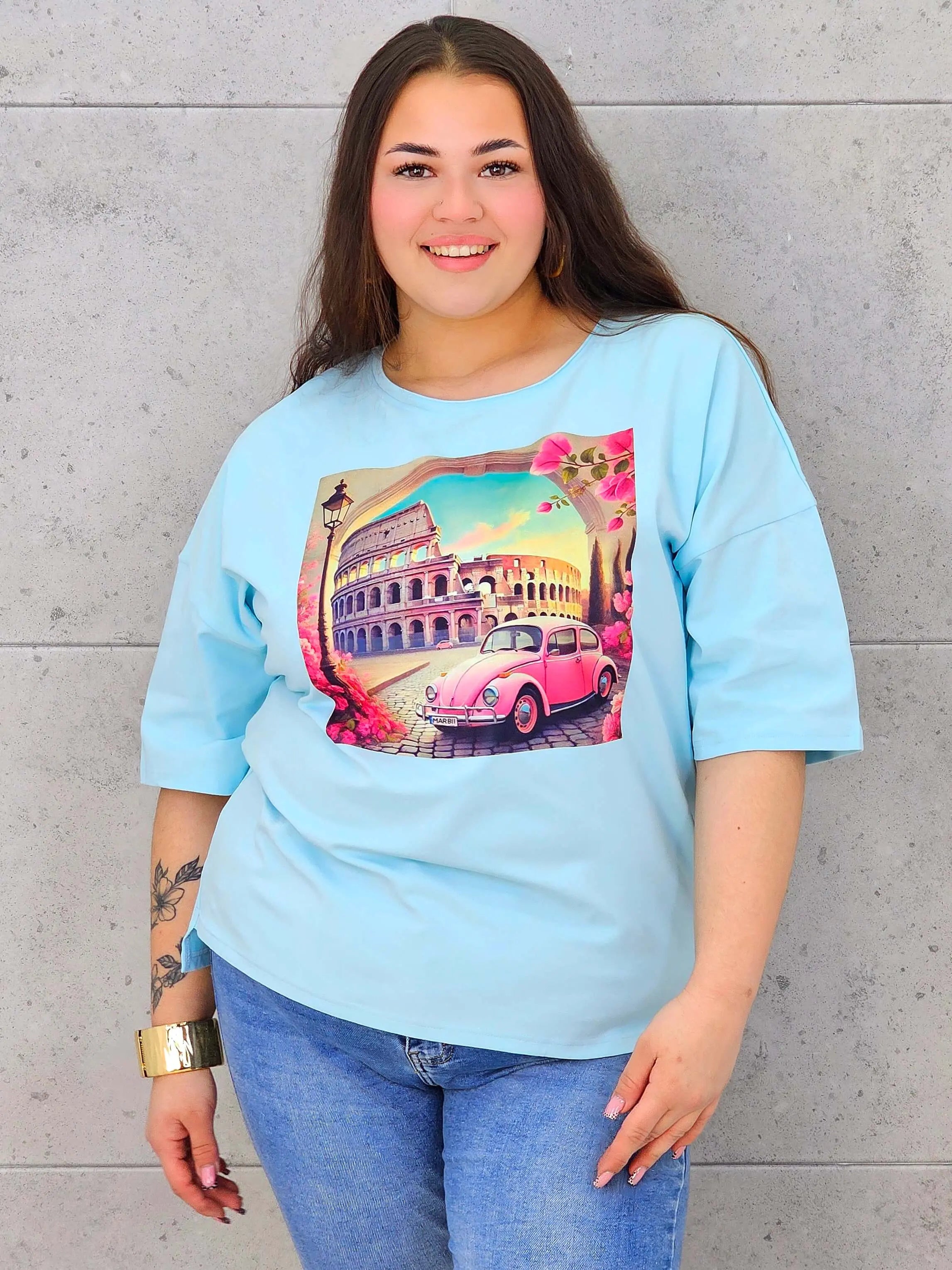 Bluzka plus size z nadrukiem – stylowy T-shirt XXL Stylowa XL