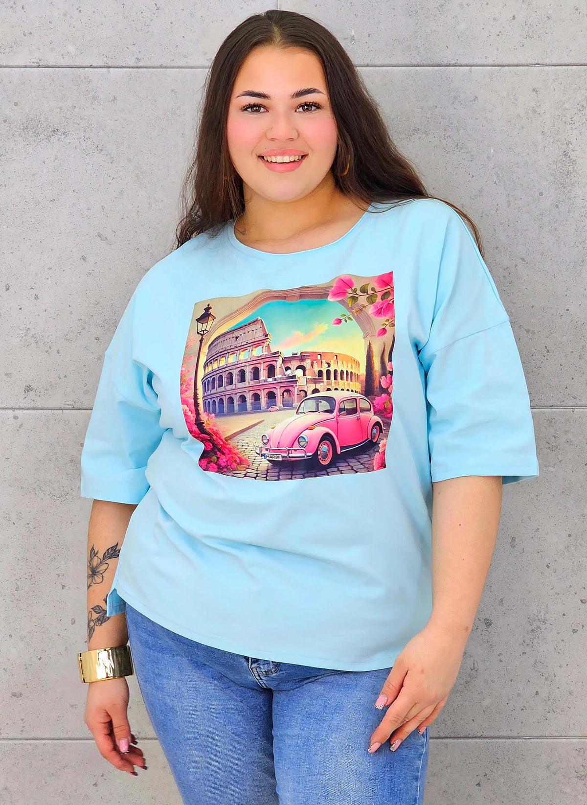 Bluzka plus size z nadrukiem – stylowy T-shirt XXL Stylowa XL