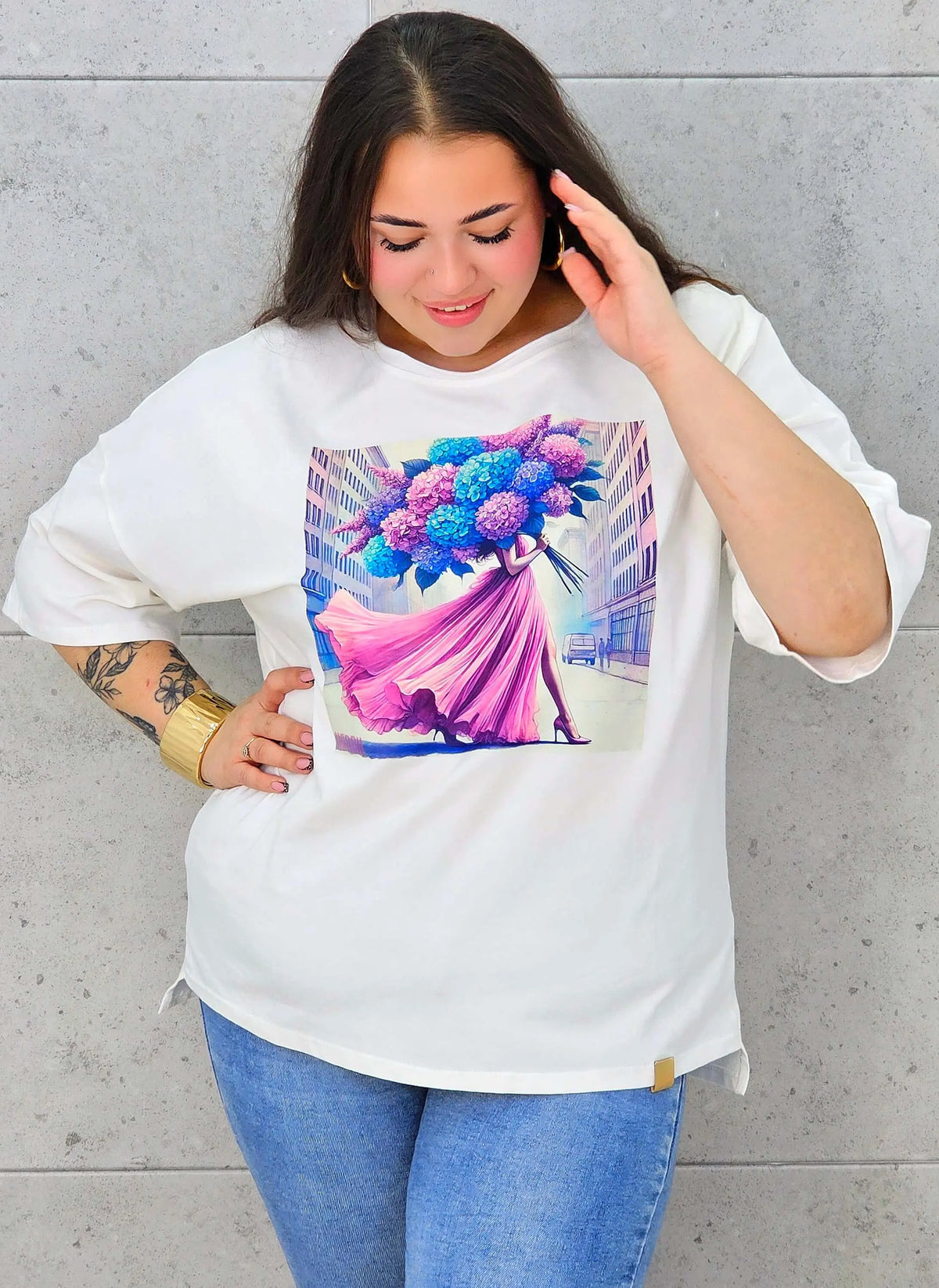Bluzka plus size z nadrukiem – stylowy T-shirt XXL Stylowa XL