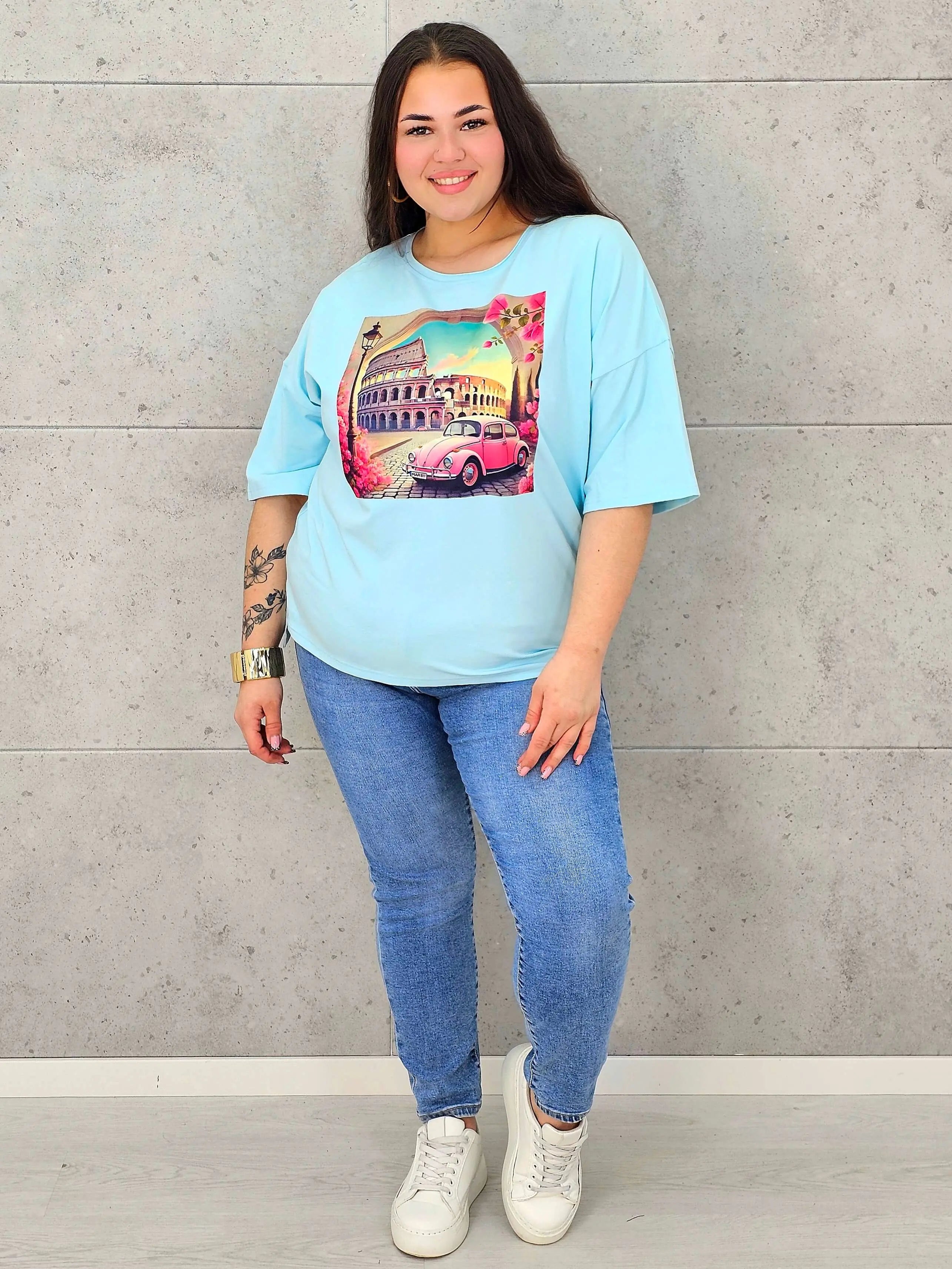 Bluzka plus size z nadrukiem – stylowy T-shirt XXL Stylowa XL