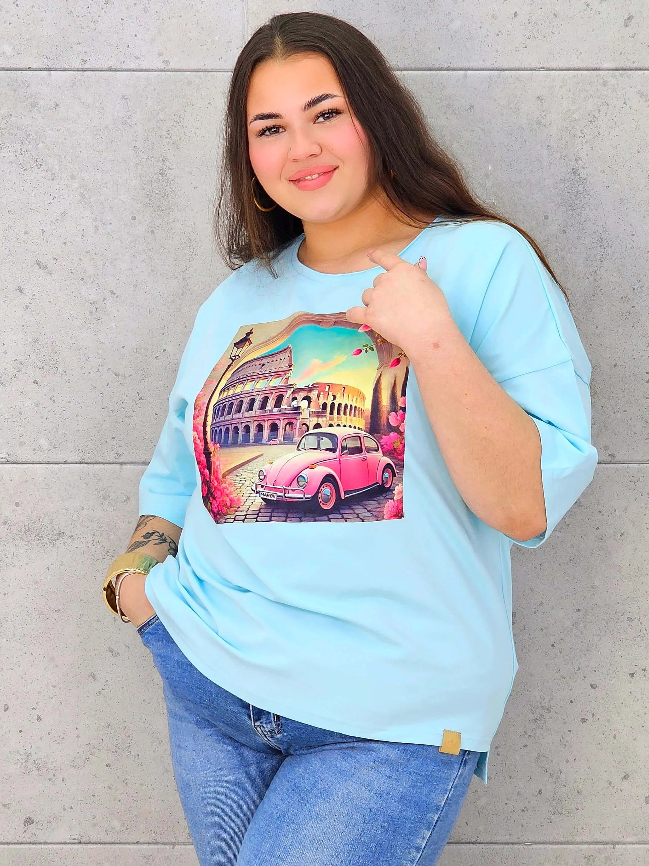 Bluzka plus size z nadrukiem – stylowy T-shirt XXL Stylowa XL