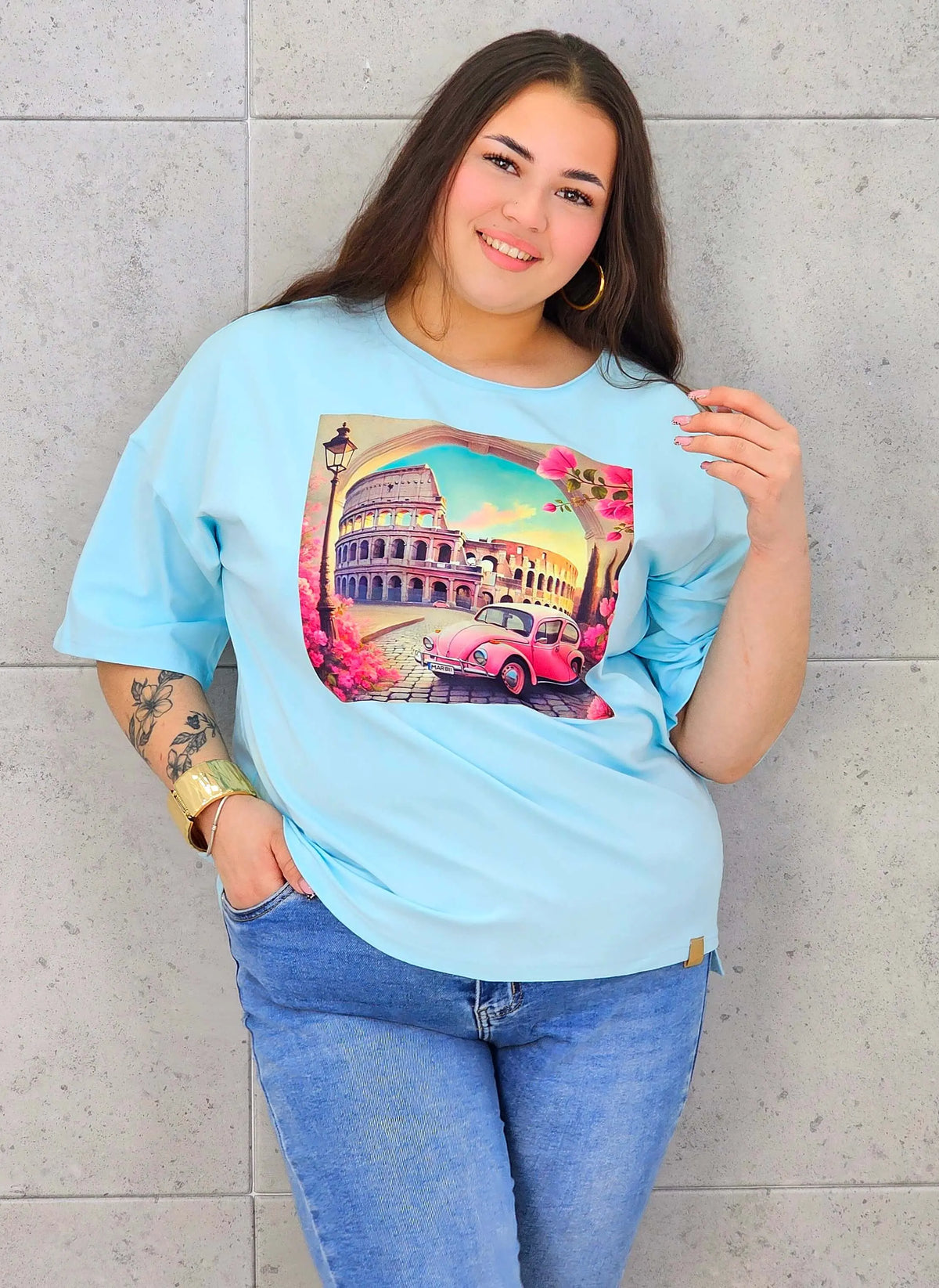Bluzka plus size z nadrukiem – stylowy T-shirt XXL Stylowa XL