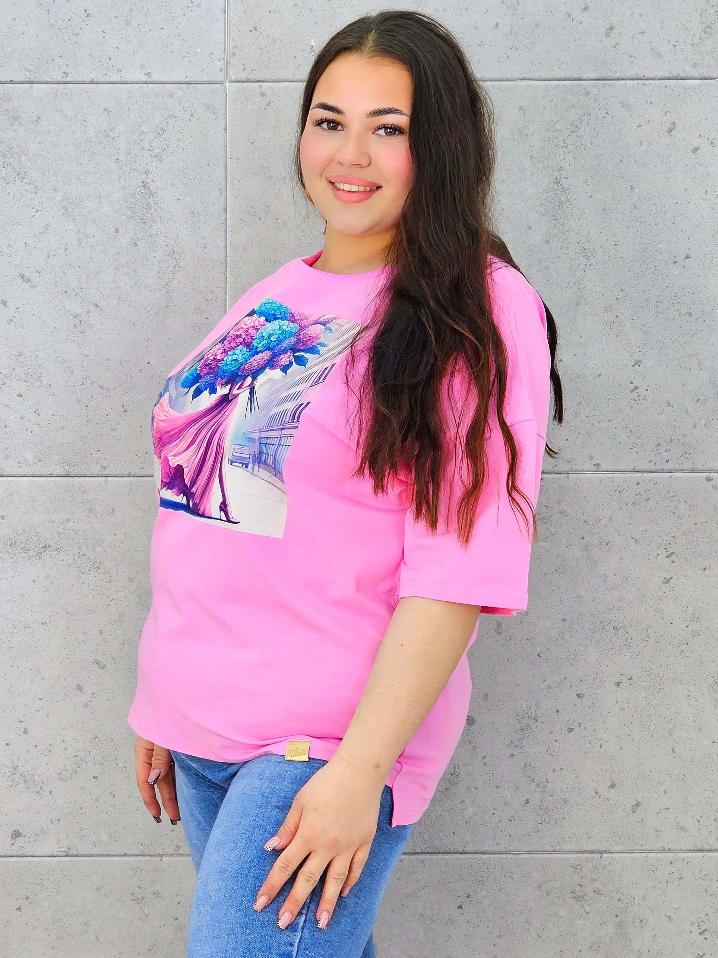 Bluzka plus size z nadrukiem – stylowy T-shirt XXL Stylowa XL