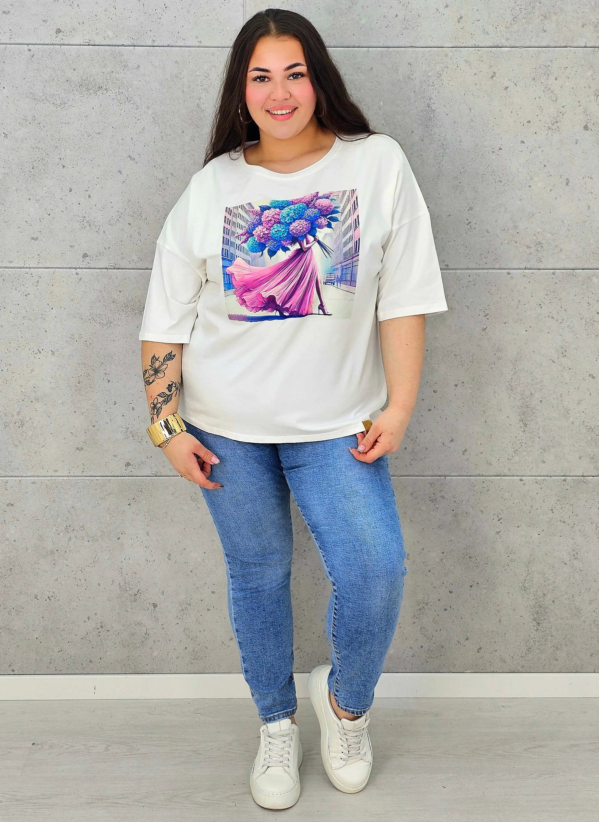Bluzka plus size z nadrukiem – stylowy T-shirt XXL Stylowa XL
