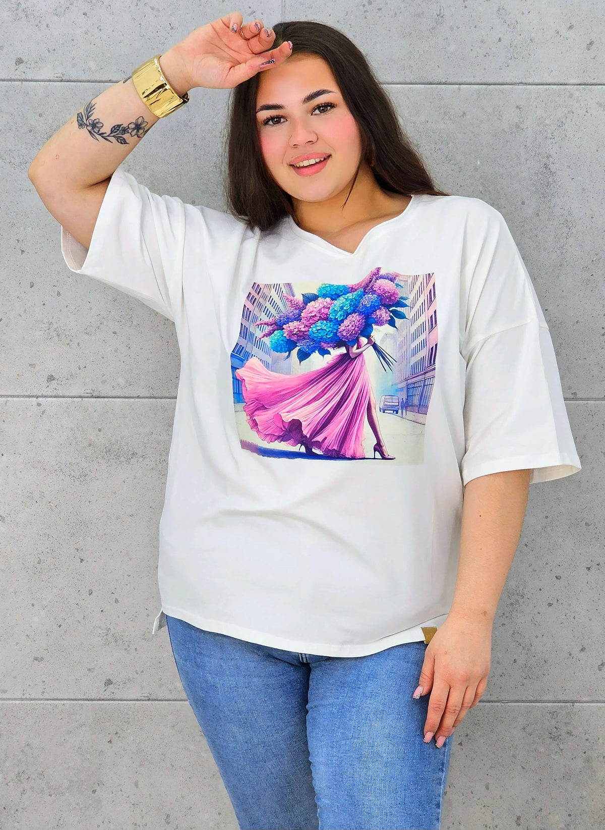 Bluzka plus size z nadrukiem – stylowy T-shirt XXL Stylowa XL