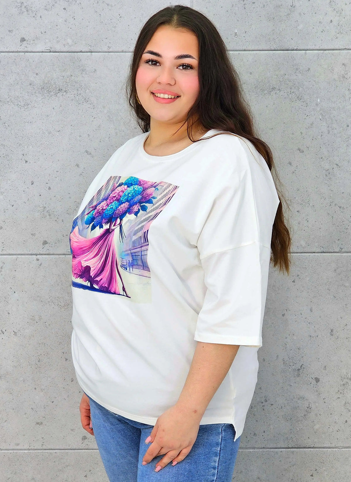 Bluzka plus size z nadrukiem – stylowy T-shirt XXL Stylowa XL