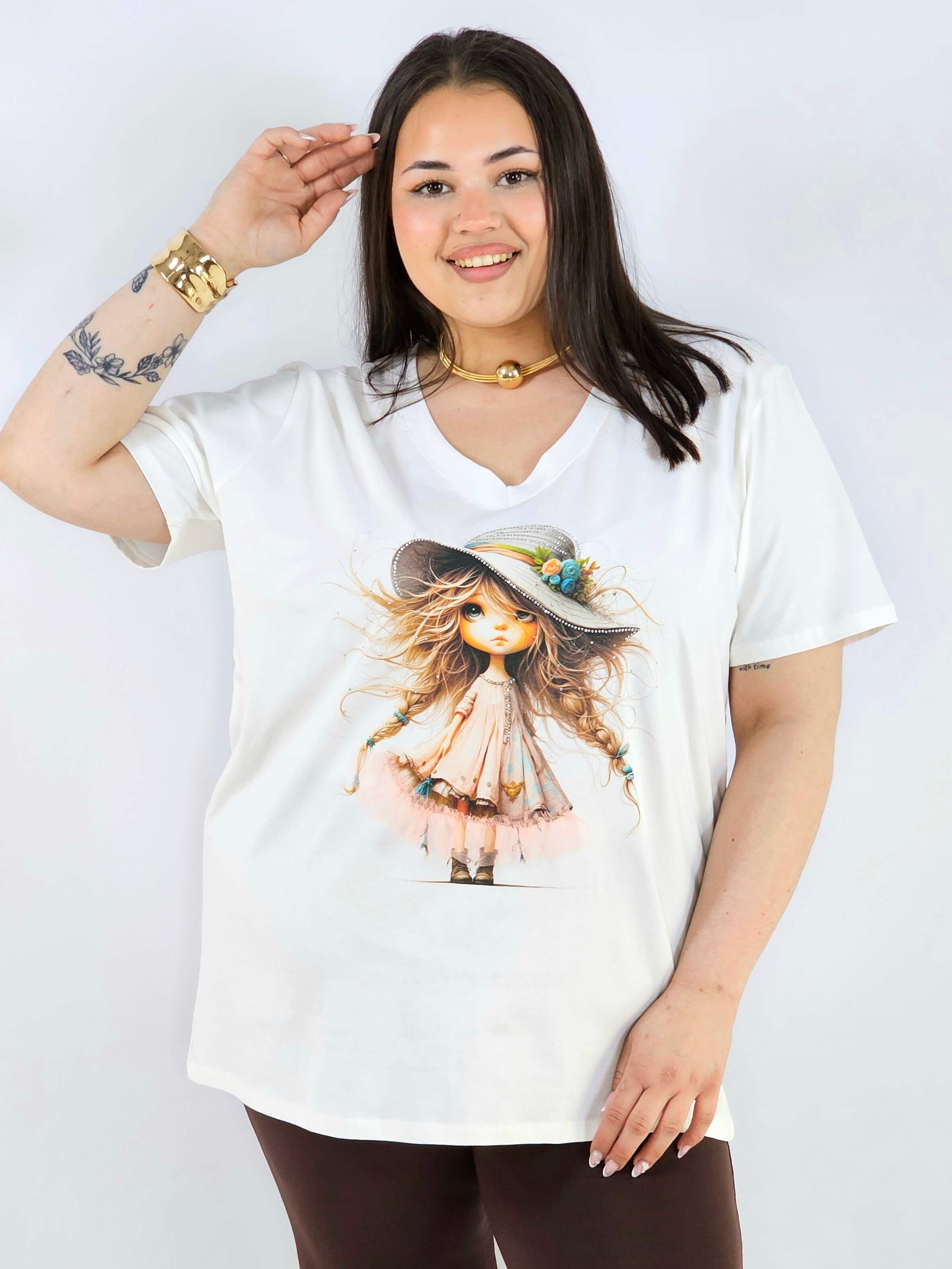 Bluzka plus size z nadrukiem dziewczynki XXL – uroczy styl i wygoda Stylowa XL