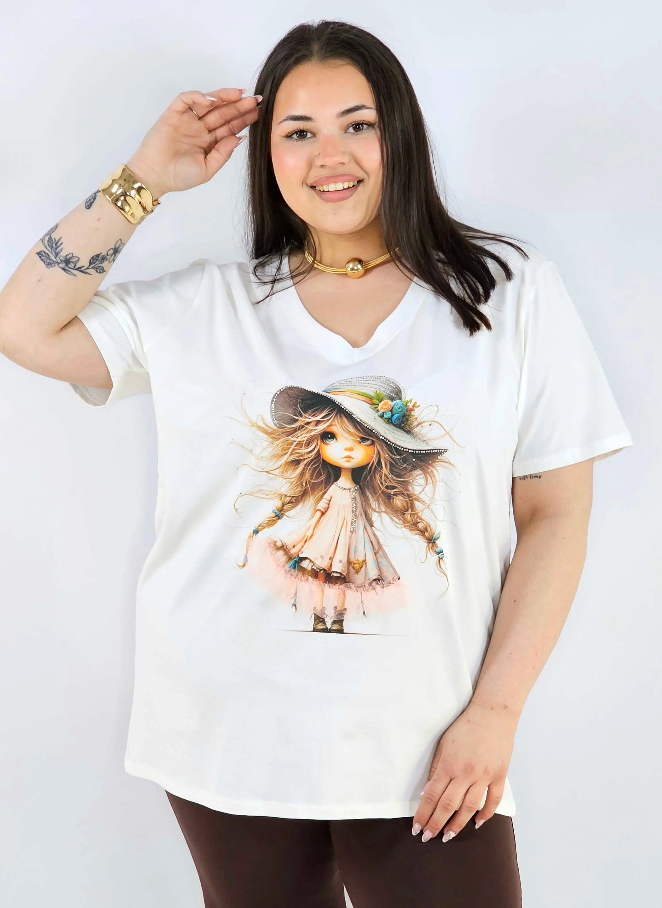 Bluzka plus size z nadrukiem dziewczynki XXL – uroczy styl i wygoda Stylowa XL