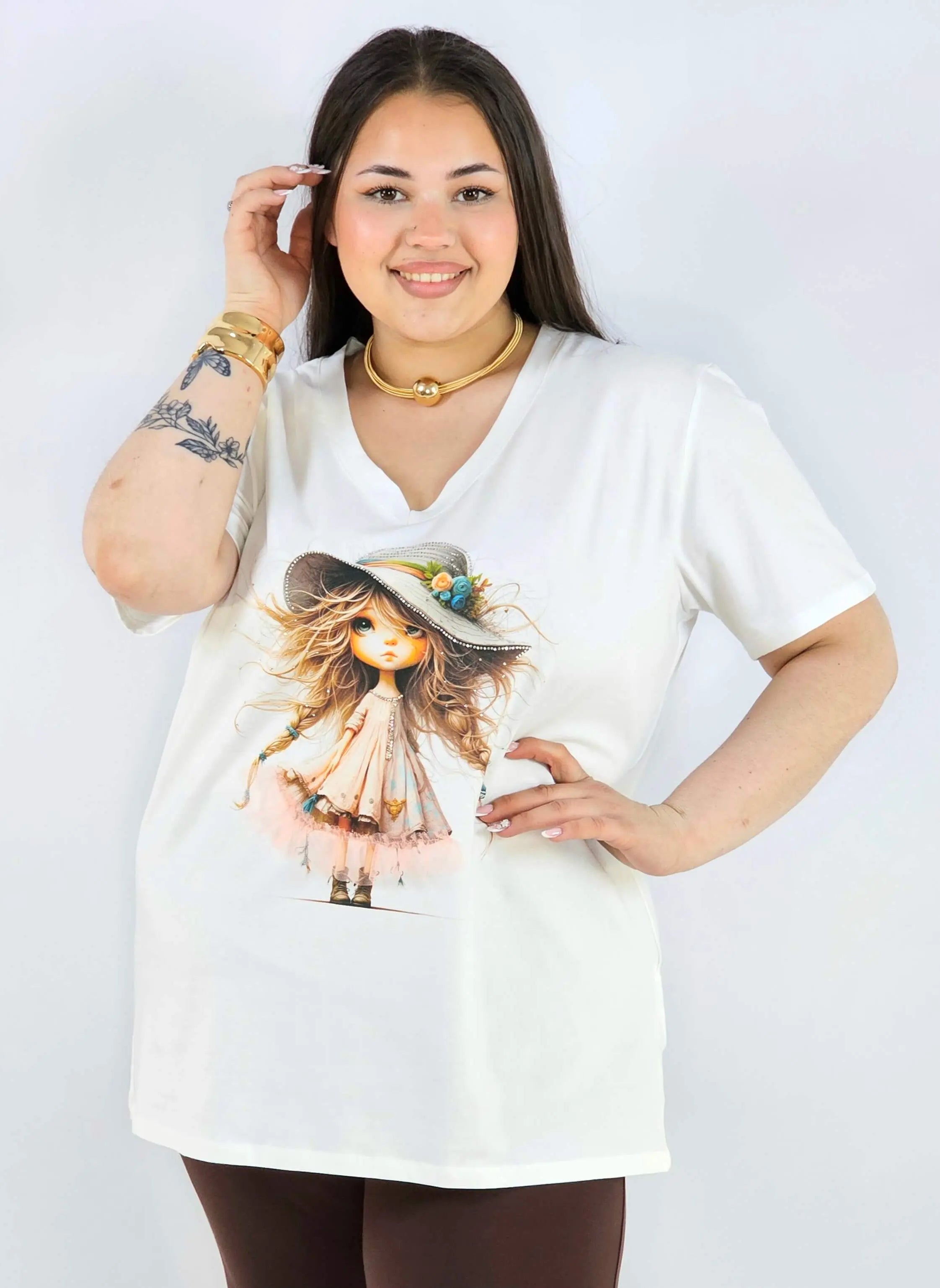 Bluzka plus size z nadrukiem dziewczynki XXL – uroczy styl i wygoda Stylowa XL