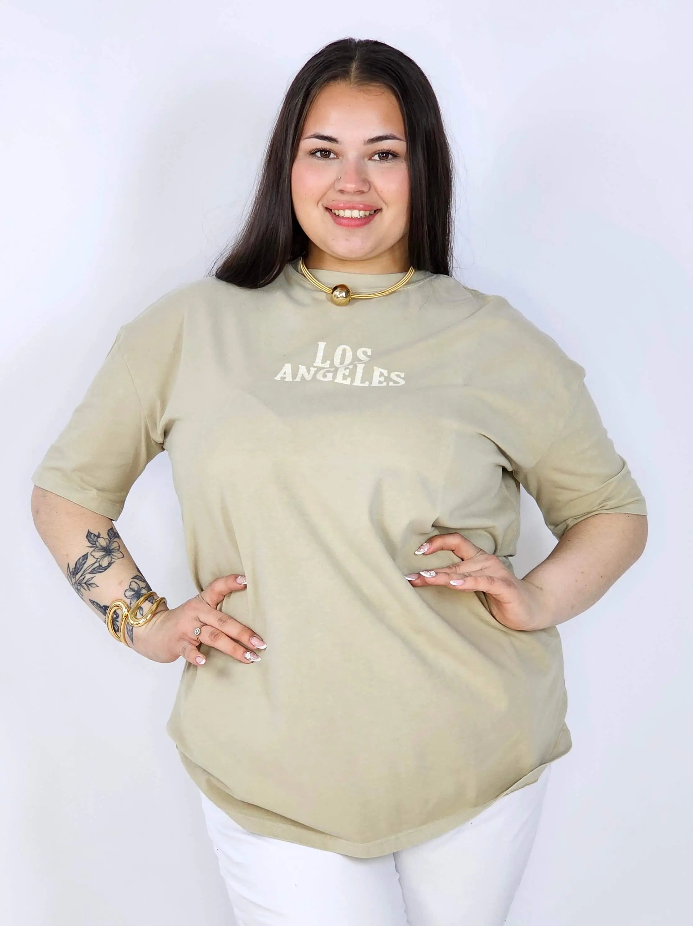 Bluzka plus size z napisem LOS ANGELES – luźny t-shirt damski XXL Stylowa XL