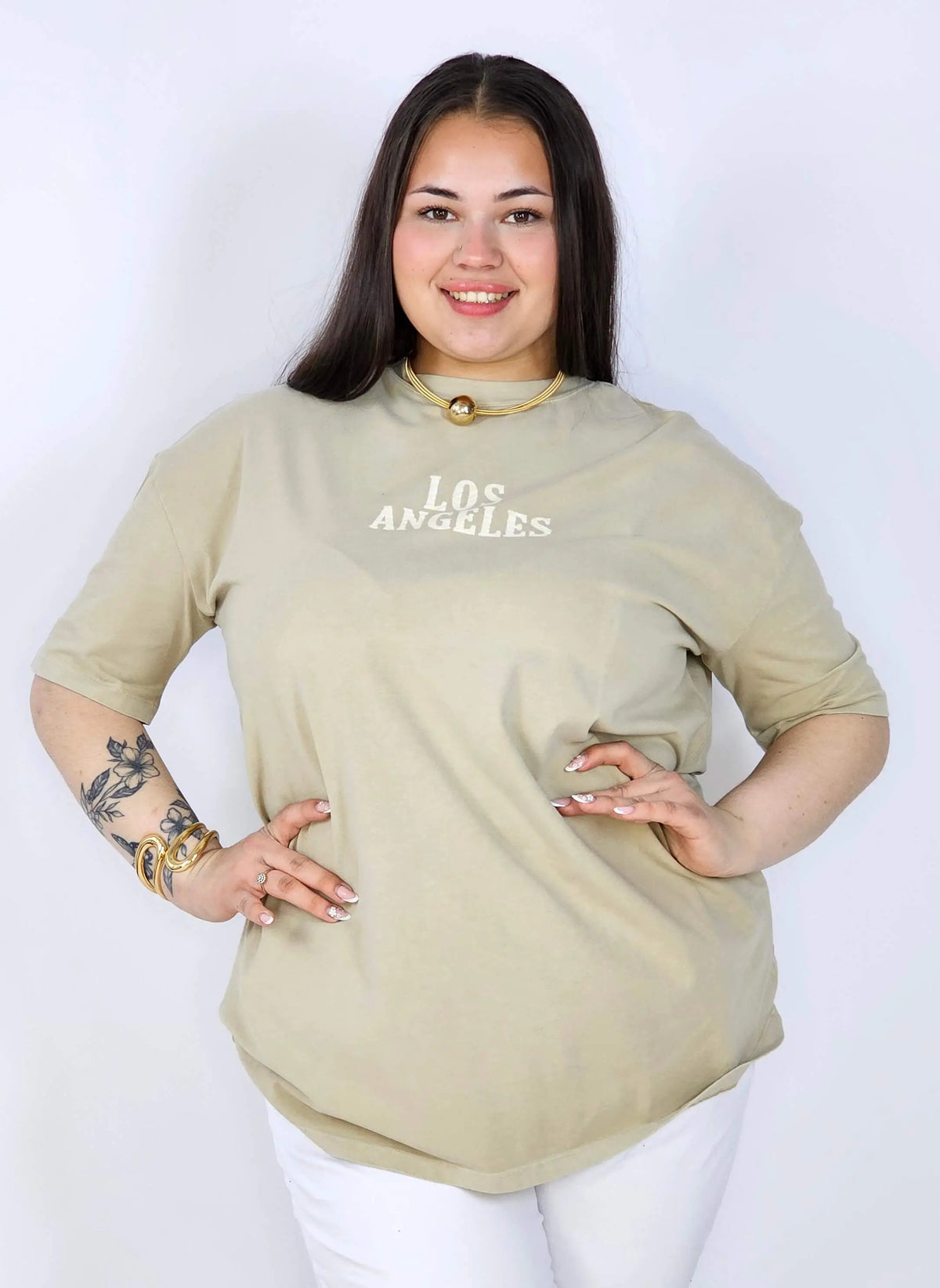 Bluzka plus size z napisem LOS ANGELES – luźny t-shirt damski XXL Stylowa XL