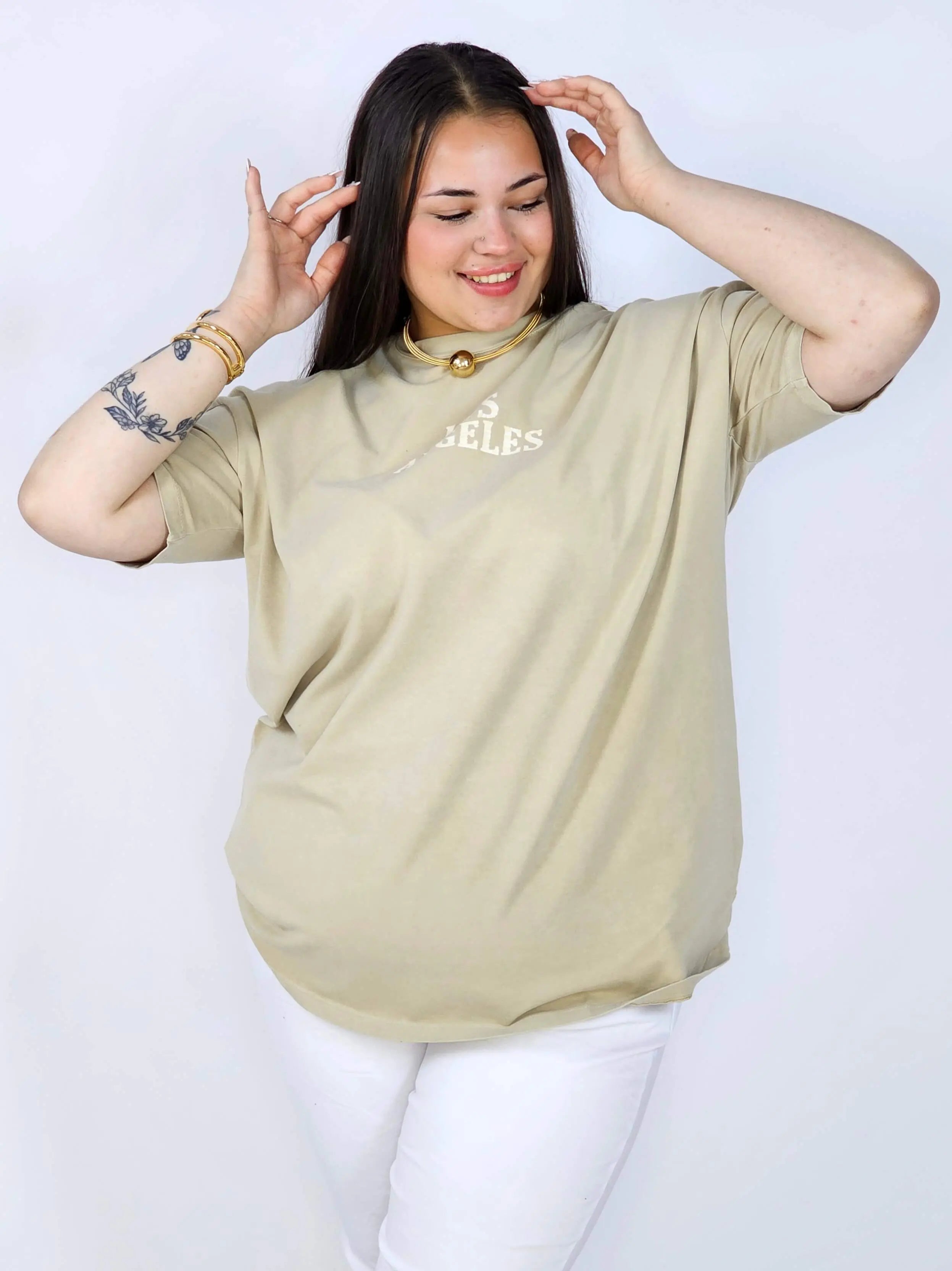 Bluzka plus size z napisem LOS ANGELES – luźny t-shirt damski XXL Stylowa XL
