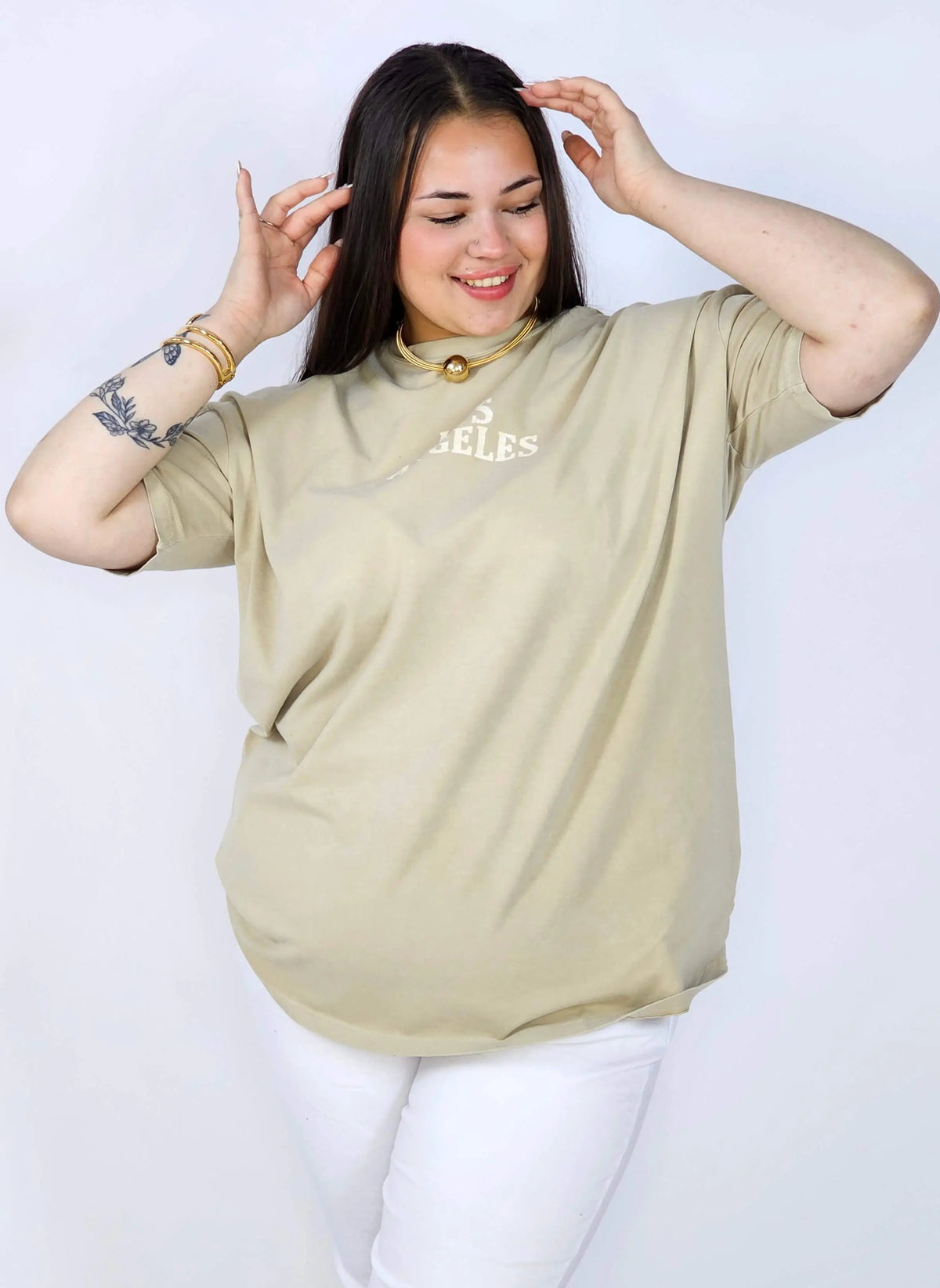 Bluzka plus size z napisem LOS ANGELES – luźny t-shirt damski XXL Stylowa XL
