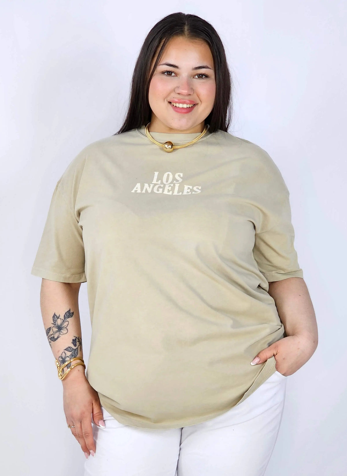Bluzka plus size z napisem LOS ANGELES – luźny t-shirt damski XXL Stylowa XL