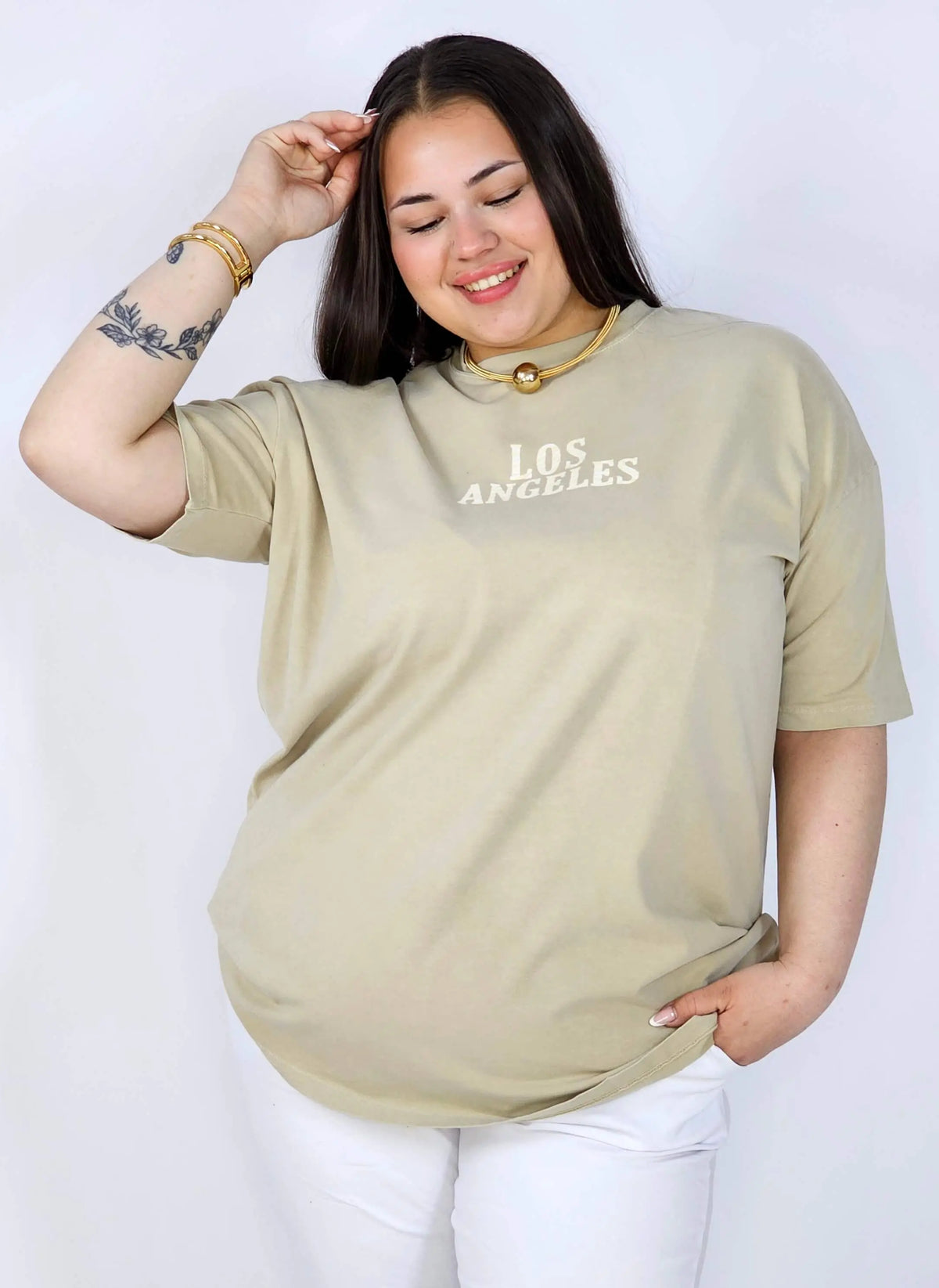 Bluzka plus size z napisem LOS ANGELES – luźny t-shirt damski XXL Stylowa XL
