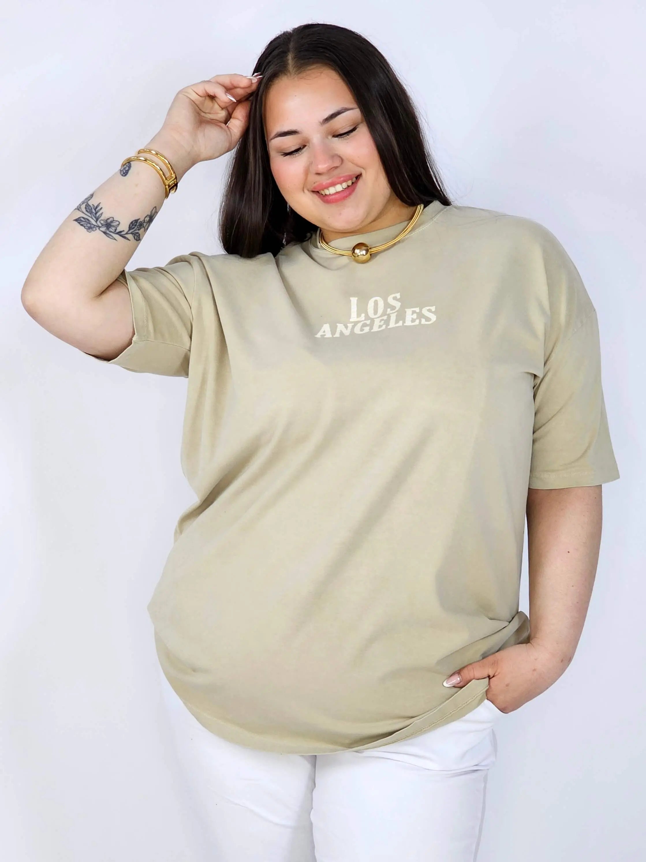 Bluzka plus size z napisem LOS ANGELES – luźny t-shirt damski XXL Stylowa XL