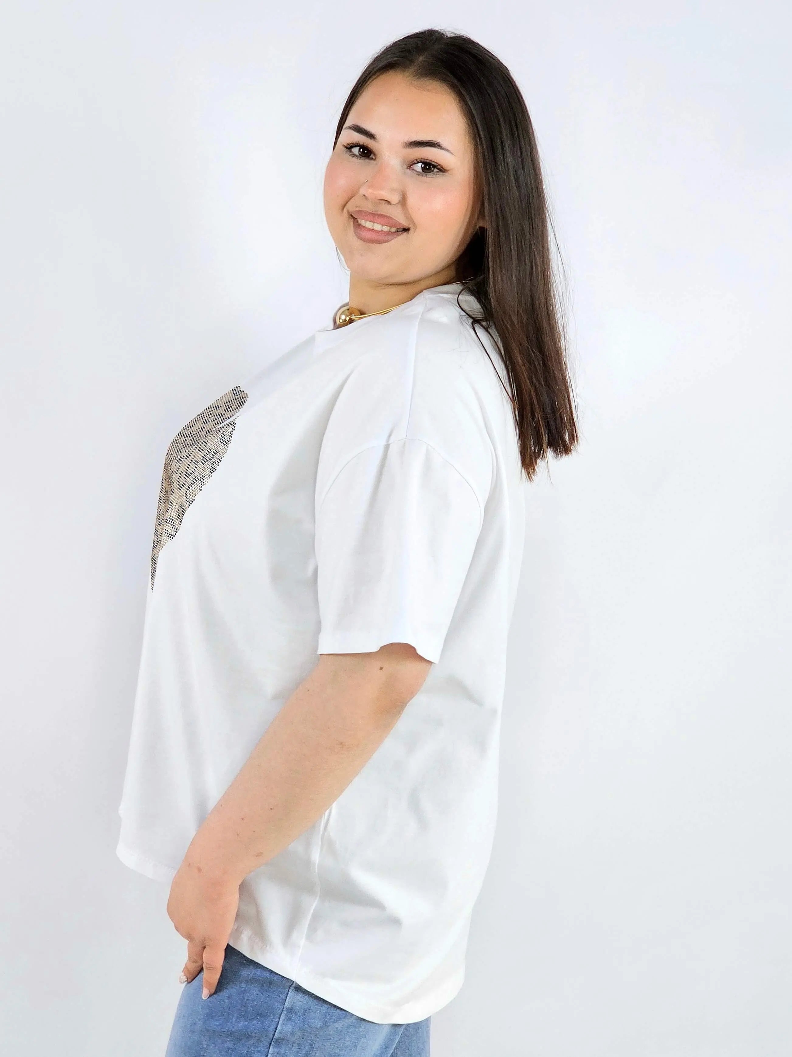 Bluzka plus size z ozdobnym sercem oversize lekka i stylowa Stylowa XL