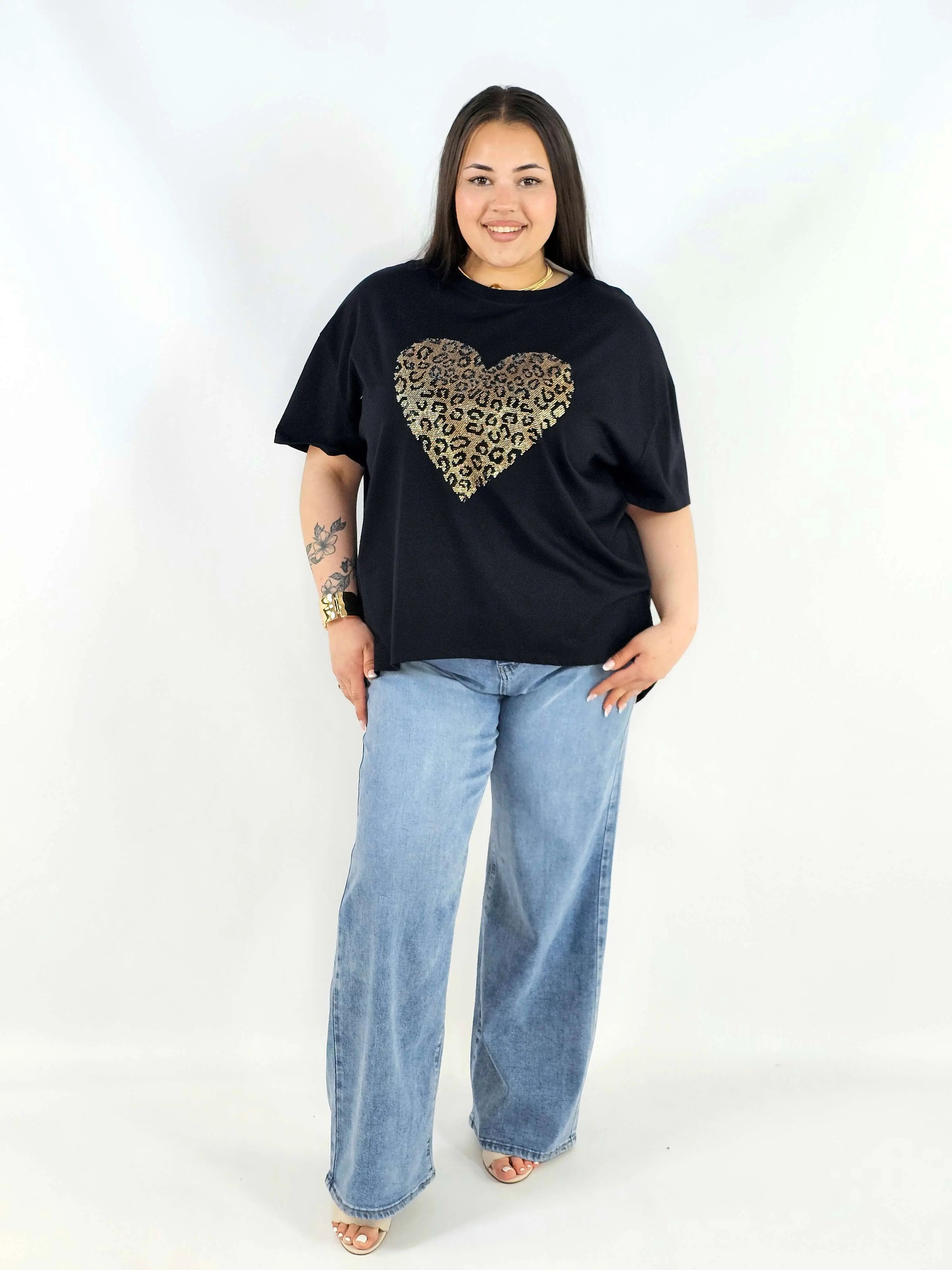Bluzka plus size z ozdobnym sercem oversize lekka i stylowa Stylowa XL