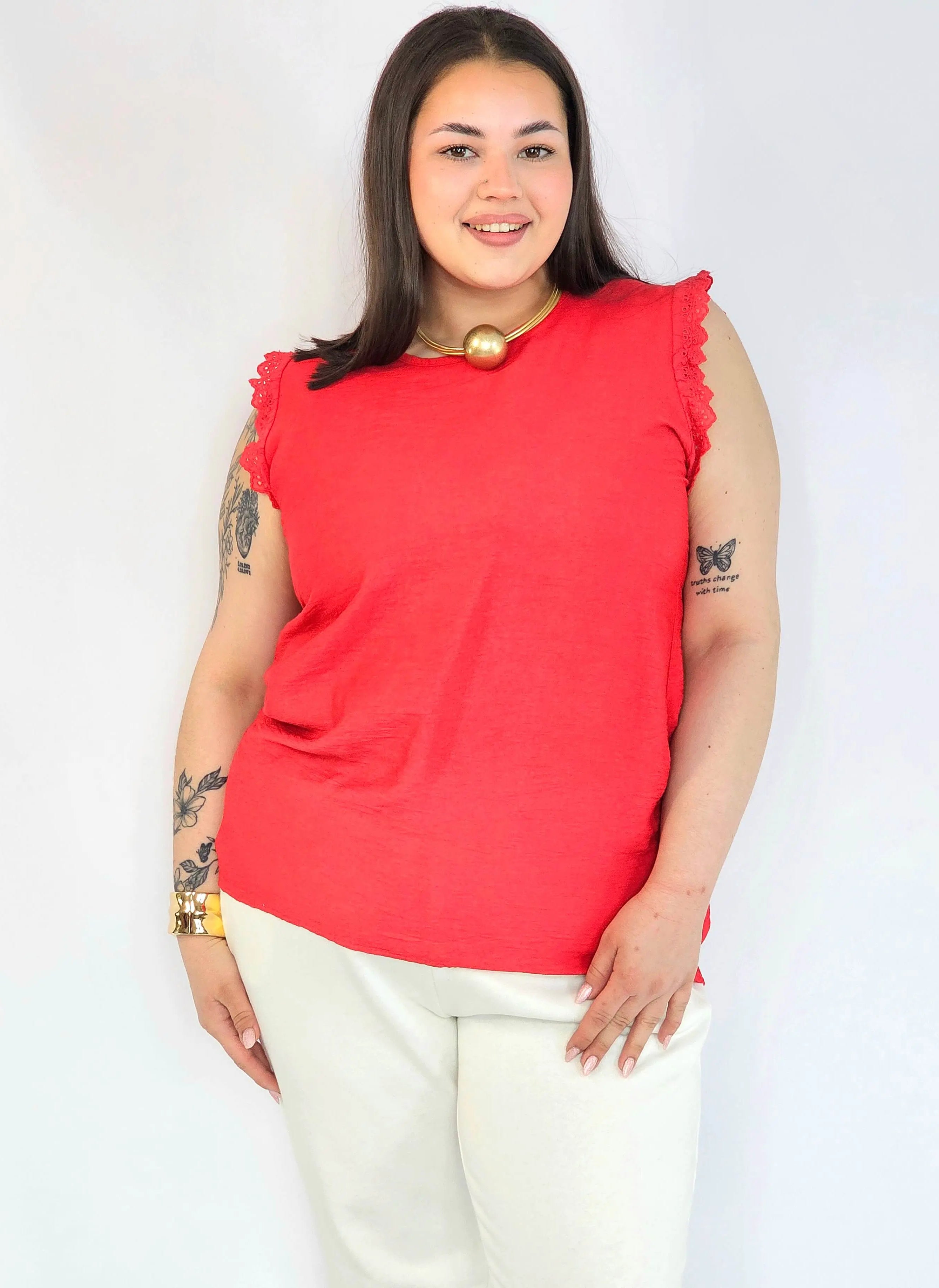 Bluzka plus size z wiskozy – lekka bluzka damska XXL z haftowanym rękawem Stylowa XL