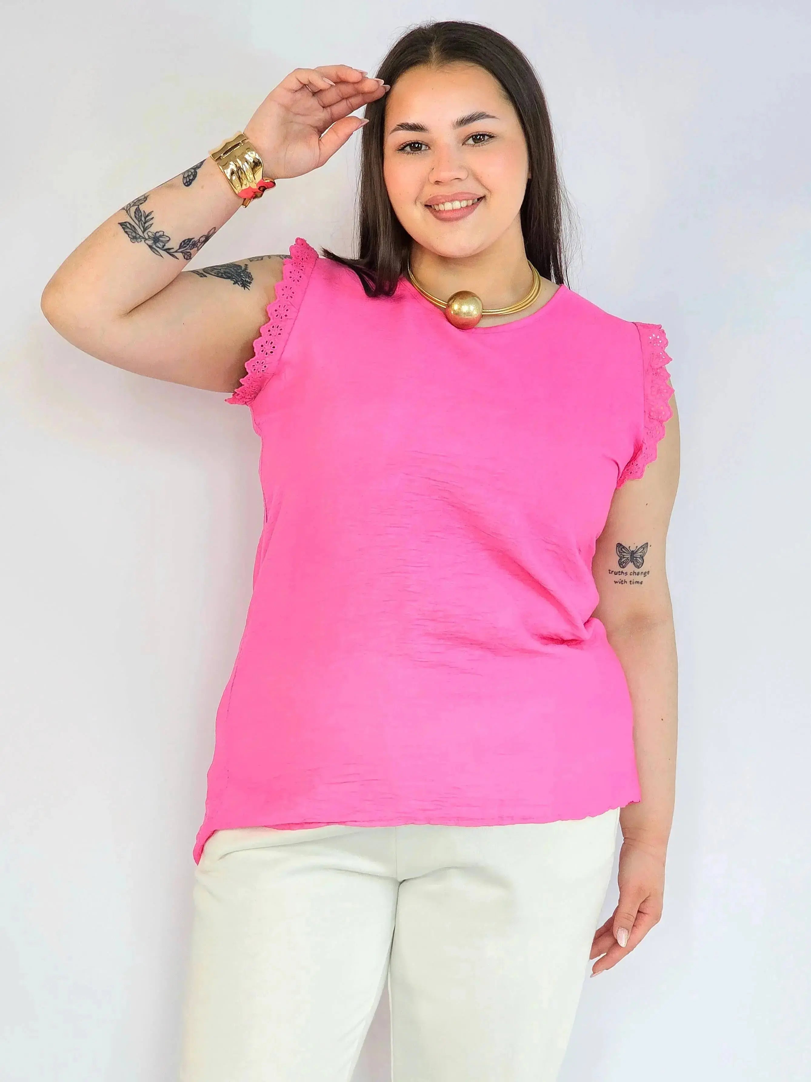 Bluzka plus size z wiskozy – lekka bluzka damska XXL z haftowanym rękawem Stylowa XL