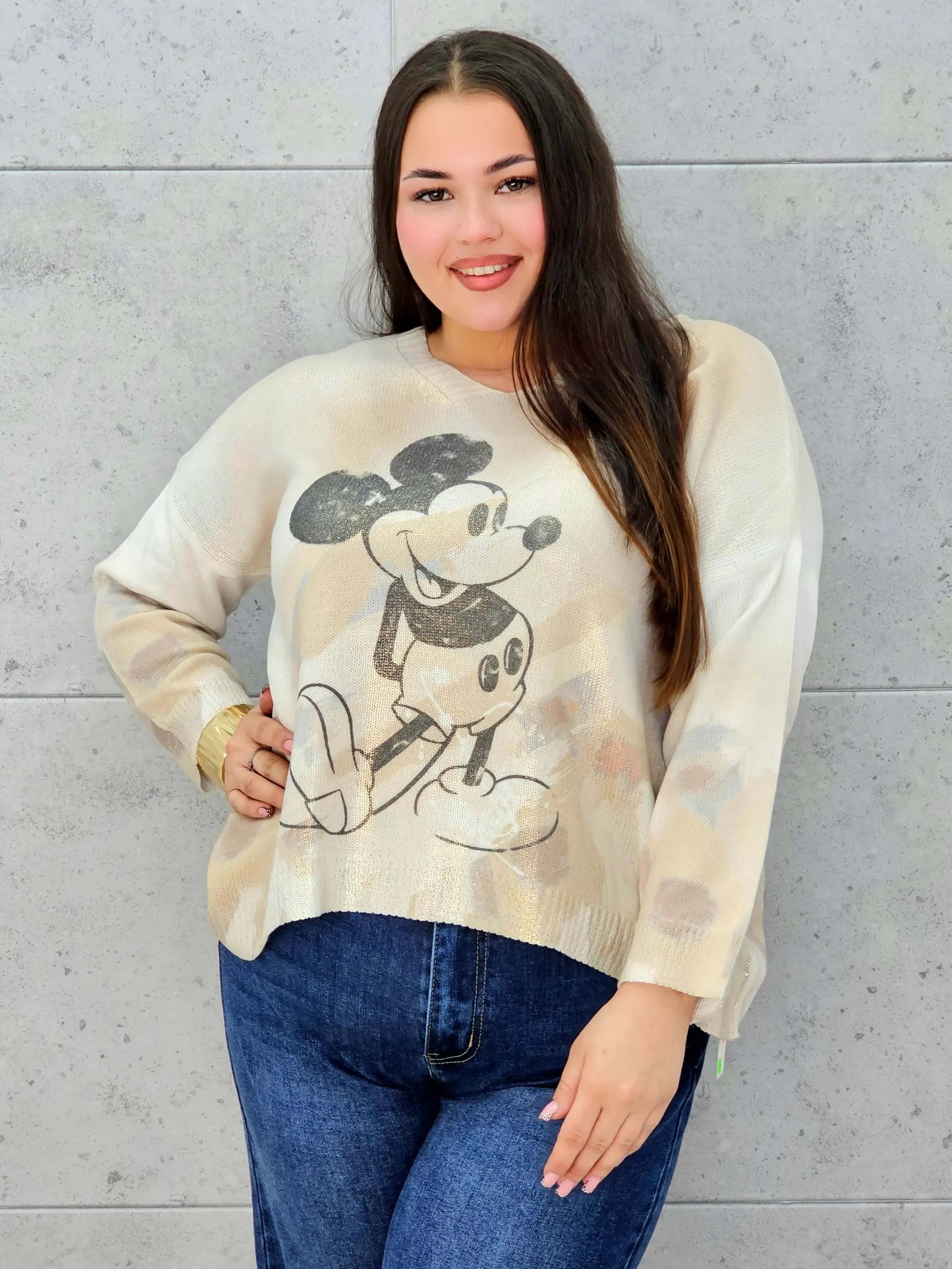 Bluzka sweterkowa plus size z nadrukiem – lekka i stylowa Stylowa XL Stylowa XL