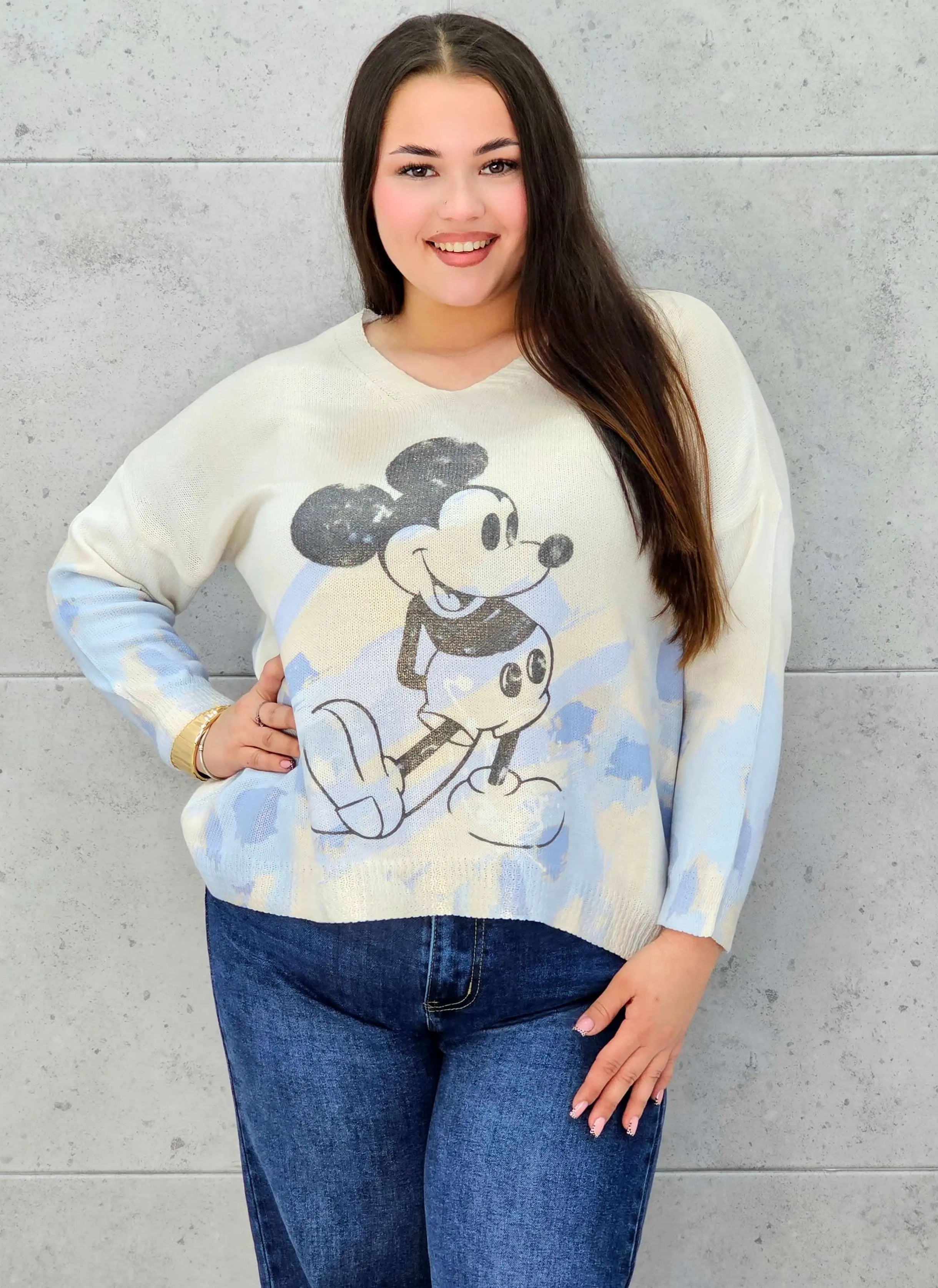 Bluzka sweterkowa plus size z nadrukiem – lekka i stylowa Stylowa XL Stylowa XL