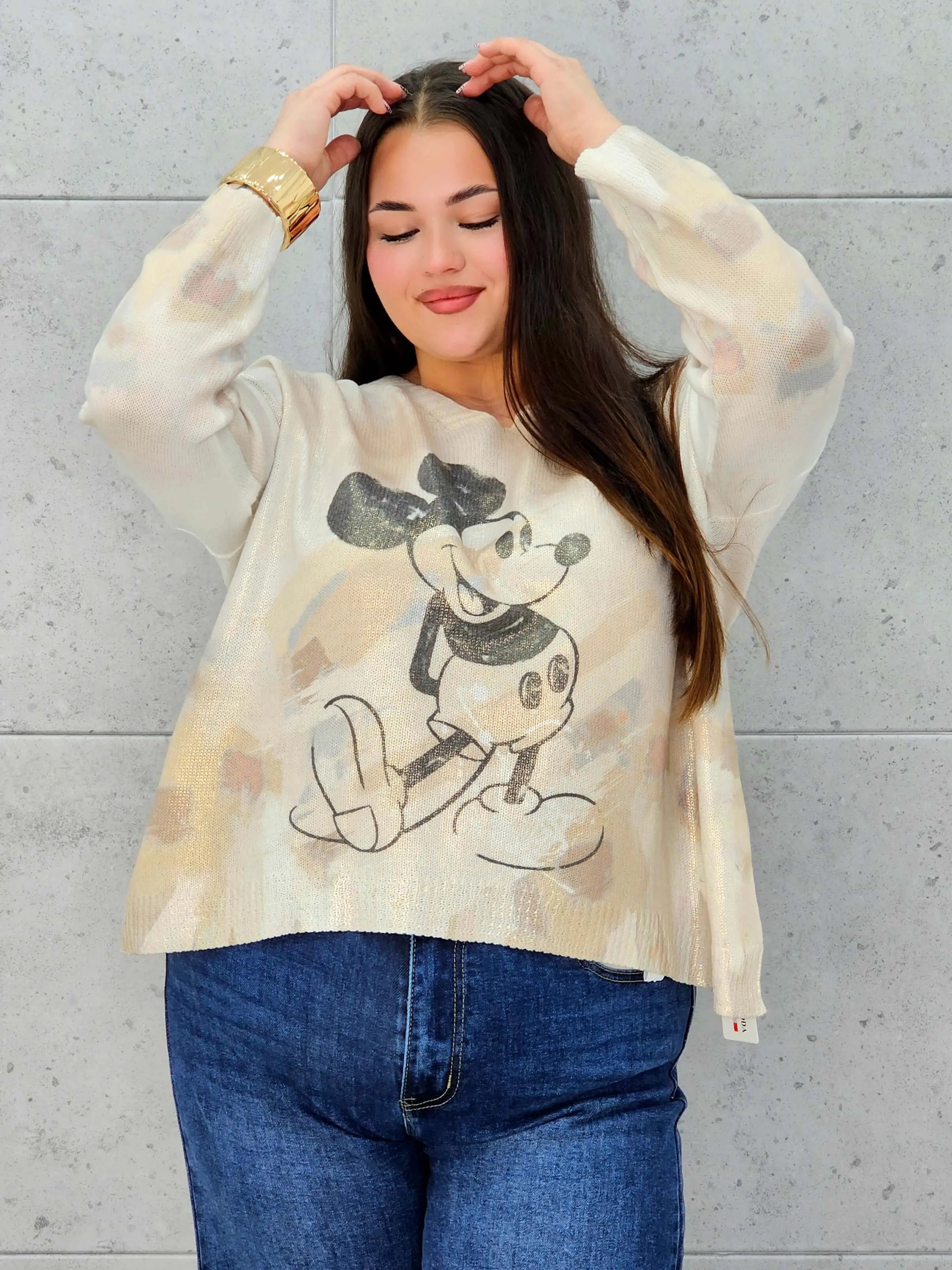 Bluzka sweterkowa plus size z nadrukiem – lekka i stylowa Stylowa XL Stylowa XL