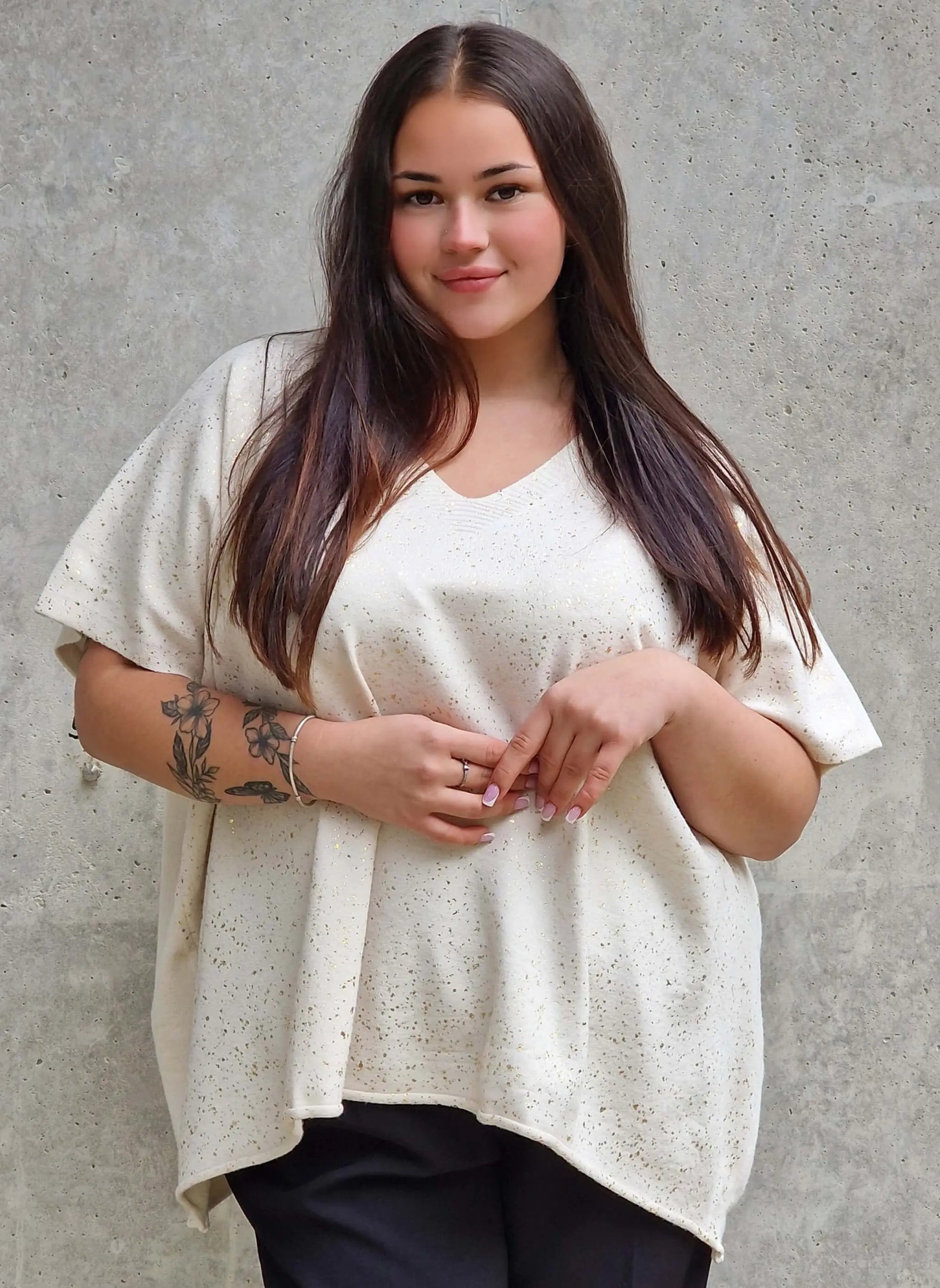 Bluzka sweterkowa z krótkim rękawem Stylowa XL