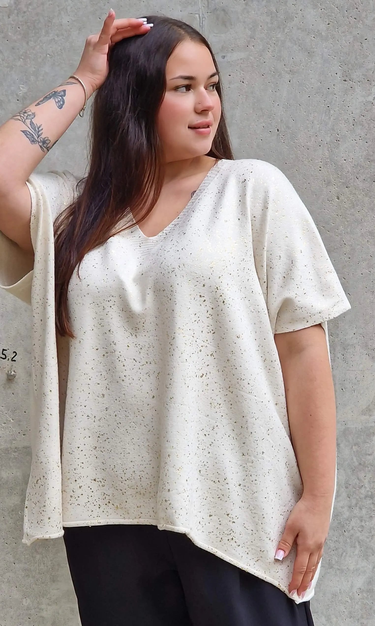 Bluzka sweterkowa z krótkim rękawem Stylowa XL