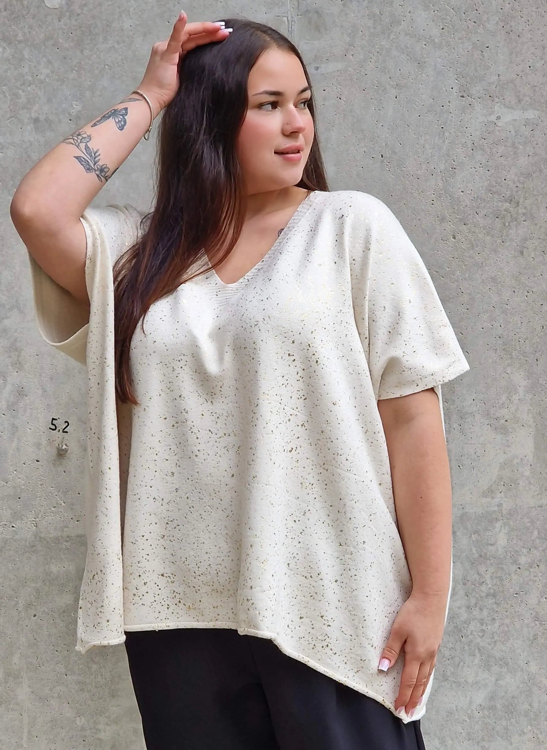 Bluzka sweterkowa z krótkim rękawem Stylowa XL