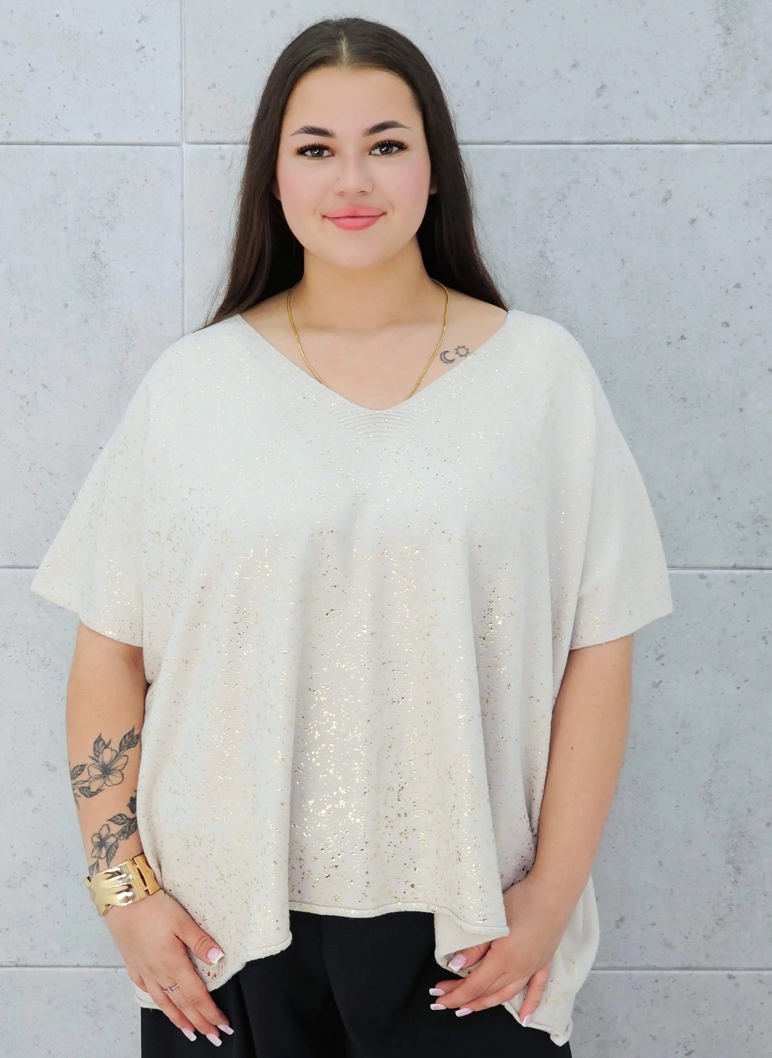 Bluzka sweterkowa z krótkim rękawem Stylowa XL